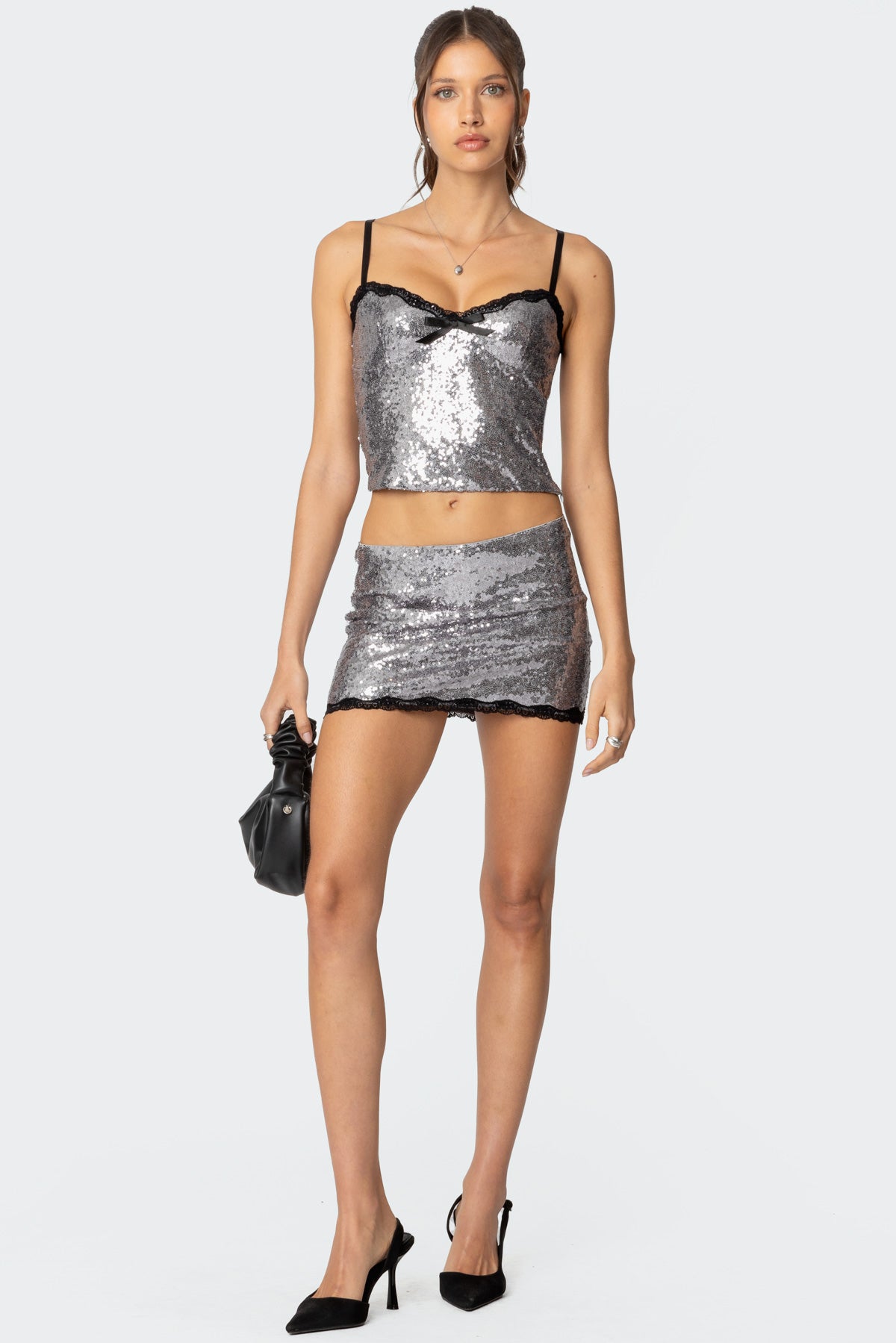 Revel Lace Trim Sequin Tank Top-Milans Time