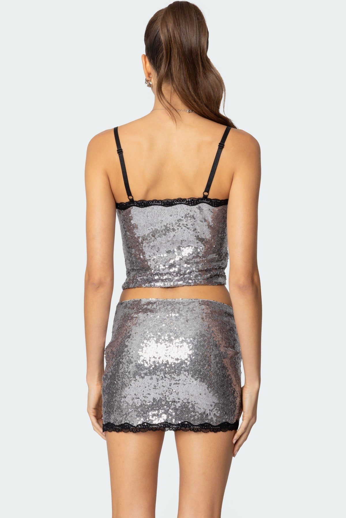 Revel Lace Trim Sequin Tank Top-Milans Time