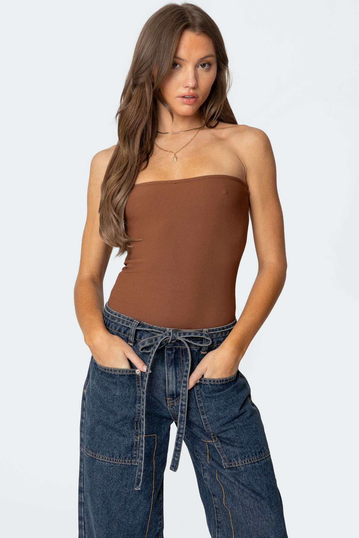 Loren Strapless Ribbed Bodysuit-Milans Time