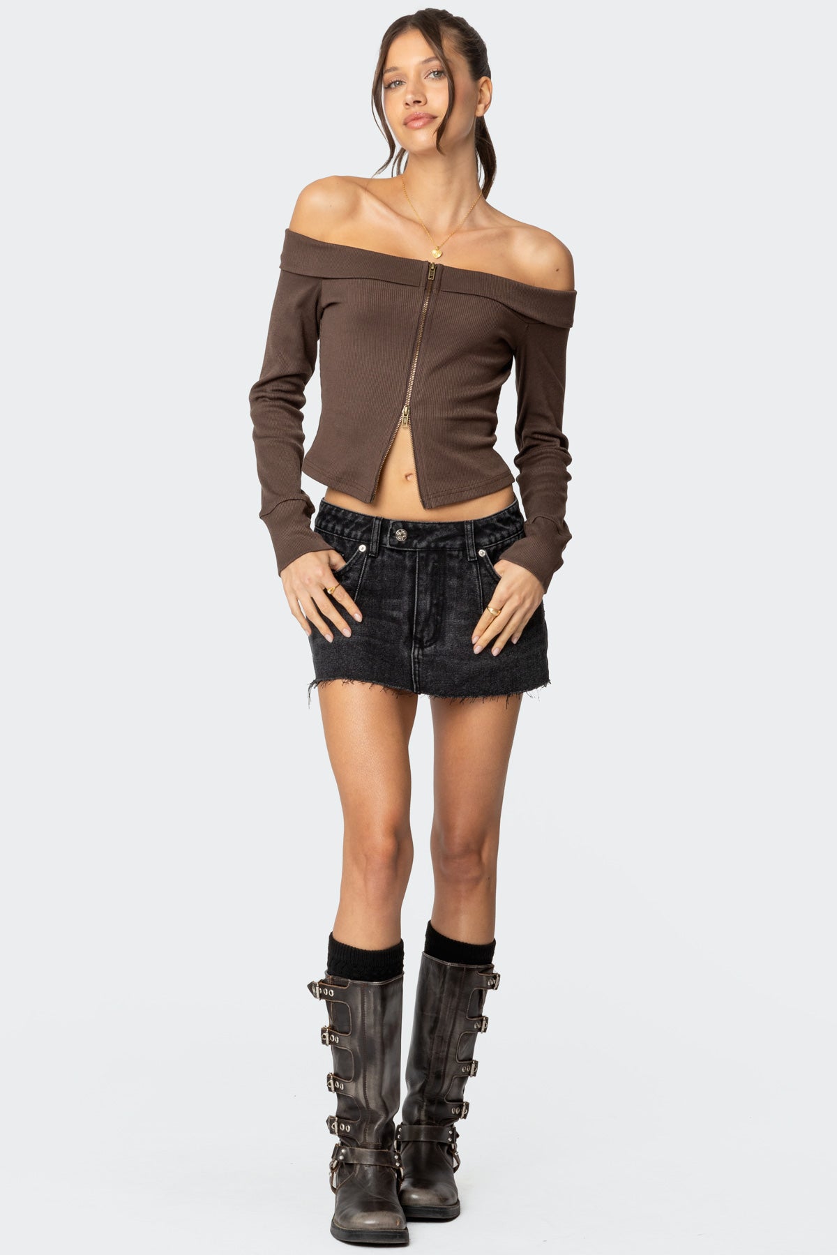 Clementine Low Rise Denim Micro Skort-Milans Time