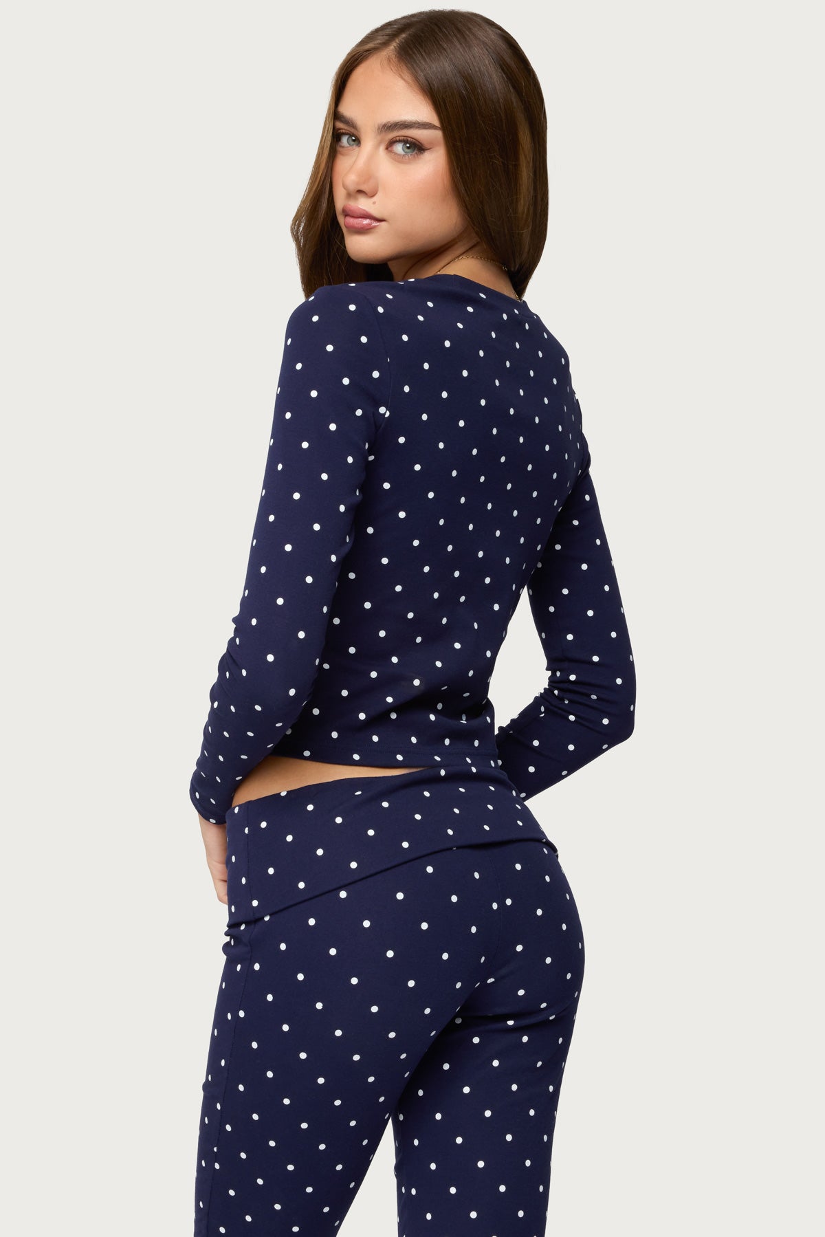 Daliya Polka Dot Long Sleeve Top-Milans Time