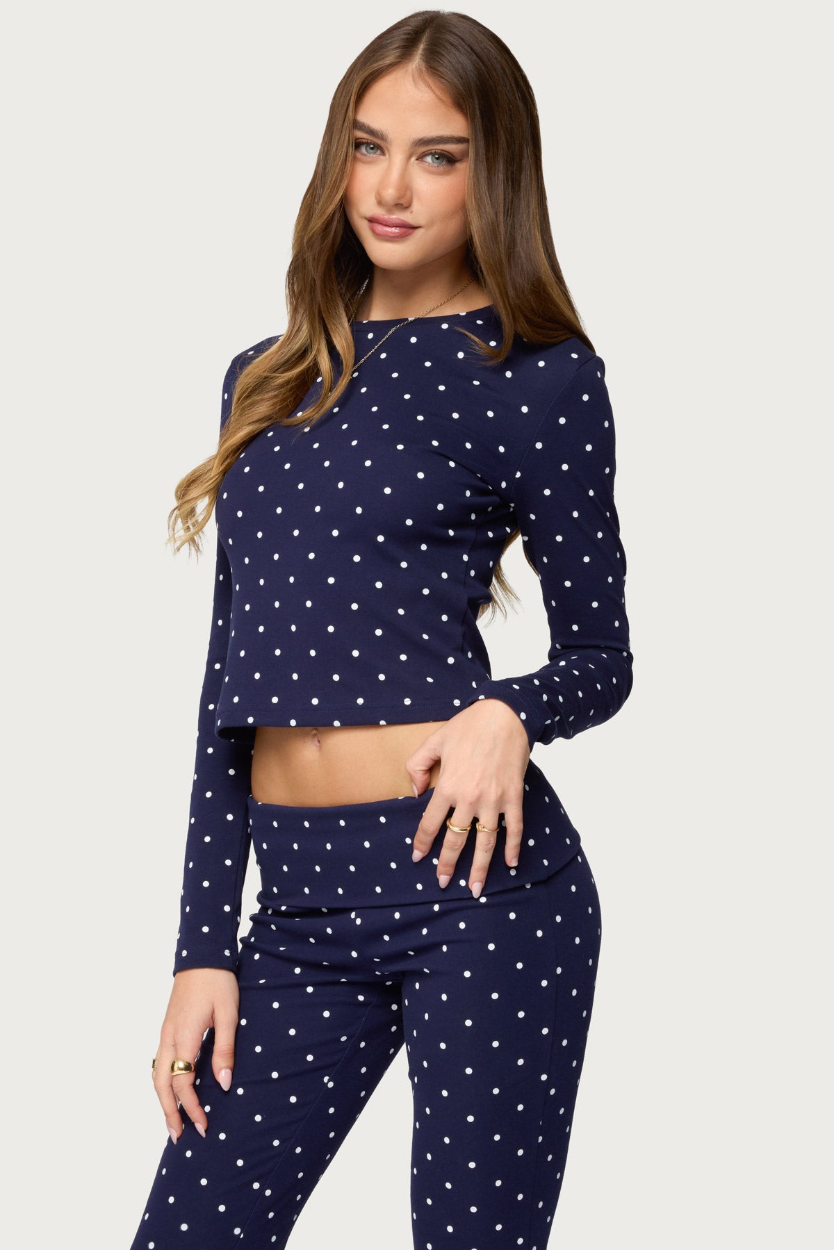 Daliya Polka Dot Long Sleeve Top-Milans Time