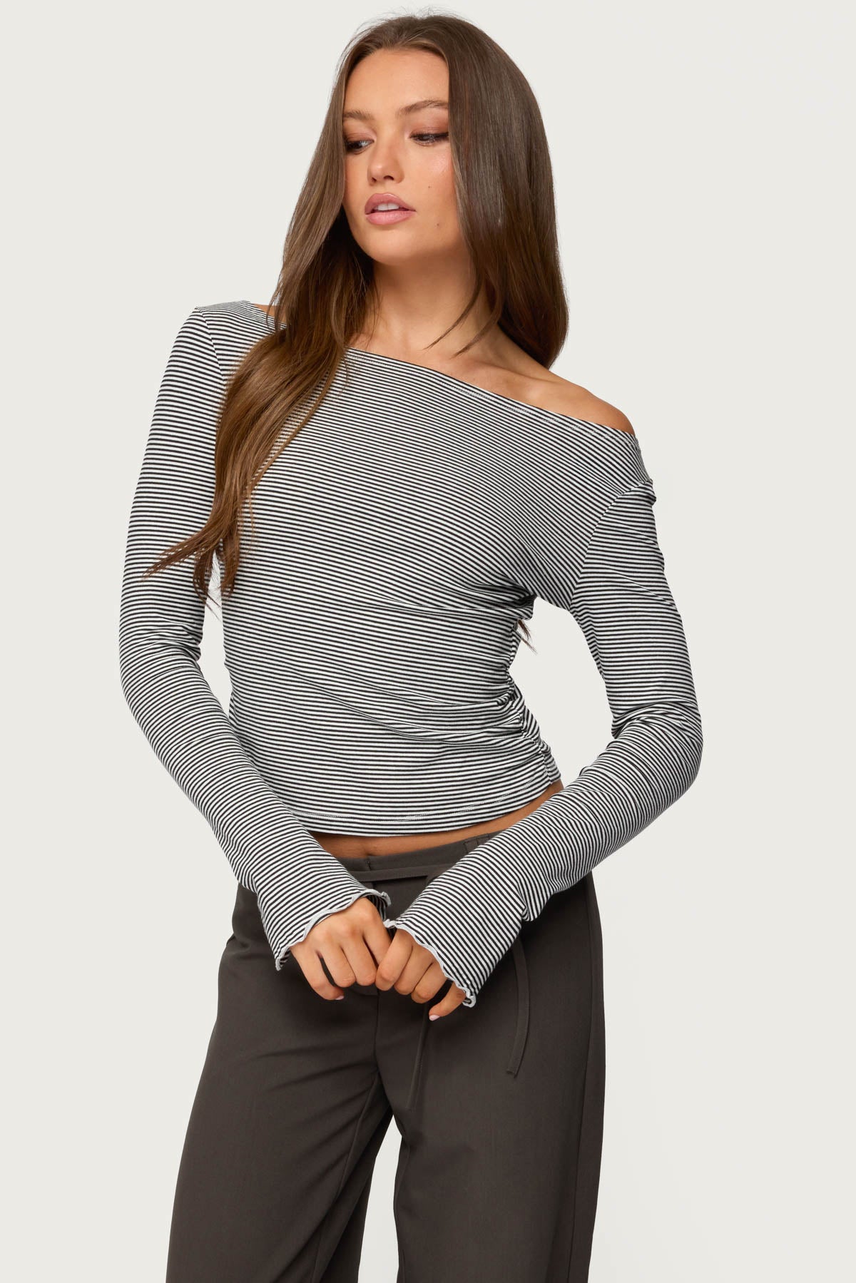 Leyna Striped Off Shoulder Top-Milans Time