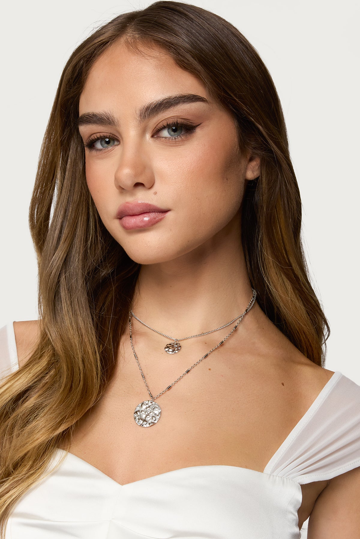 Textured Duo Layered Necklace-Milans Time