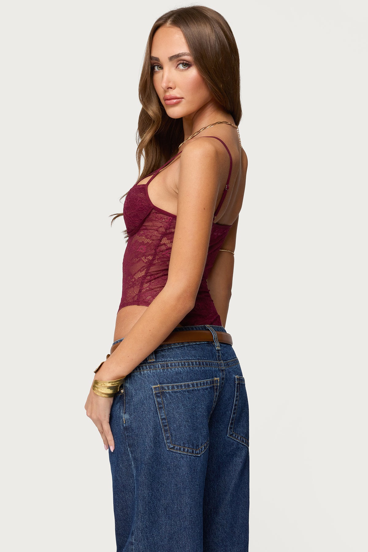 Strappy Sheer Lace Bodysuit-Milans Time