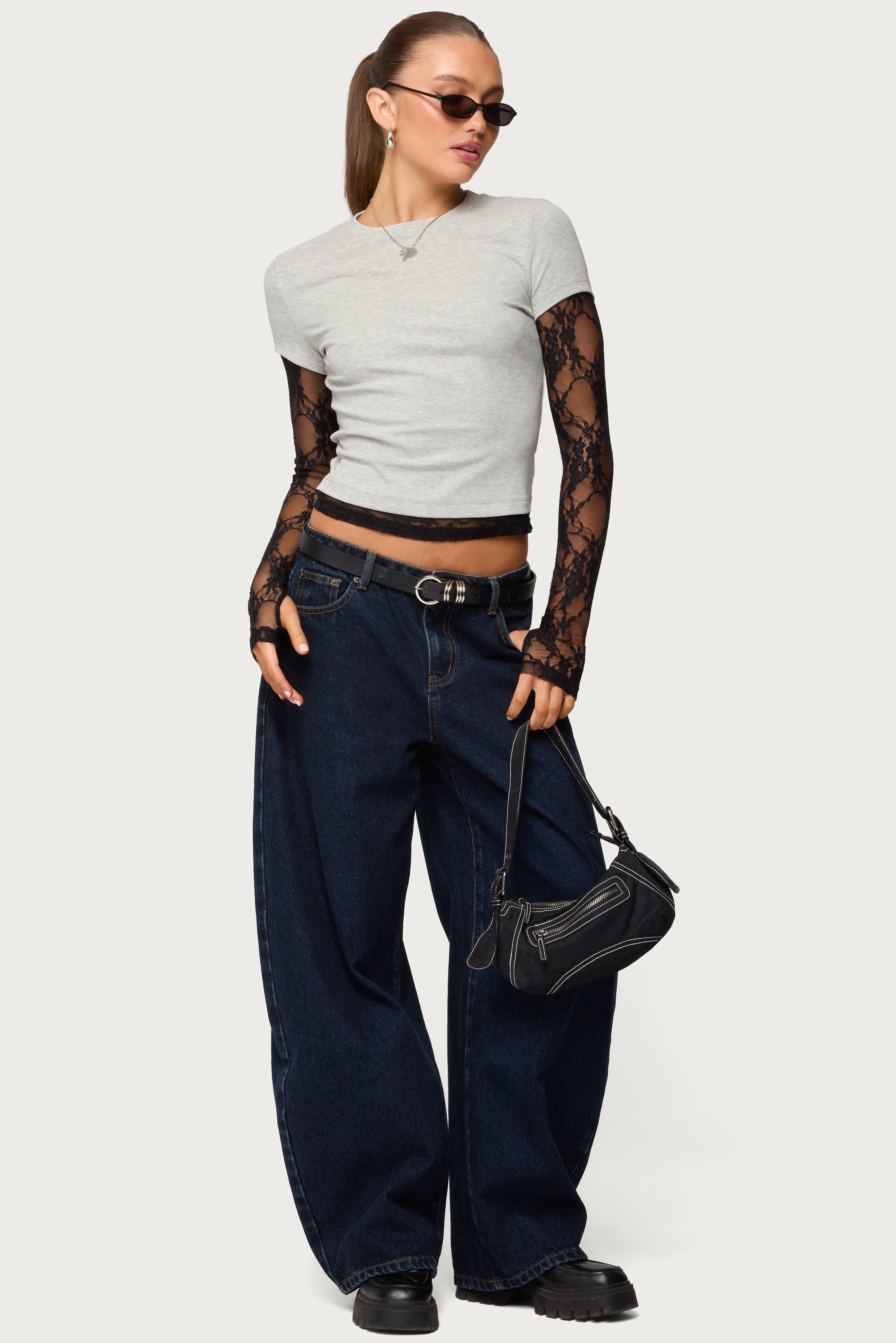 Layered Lace Sleeve Top-Milans Time