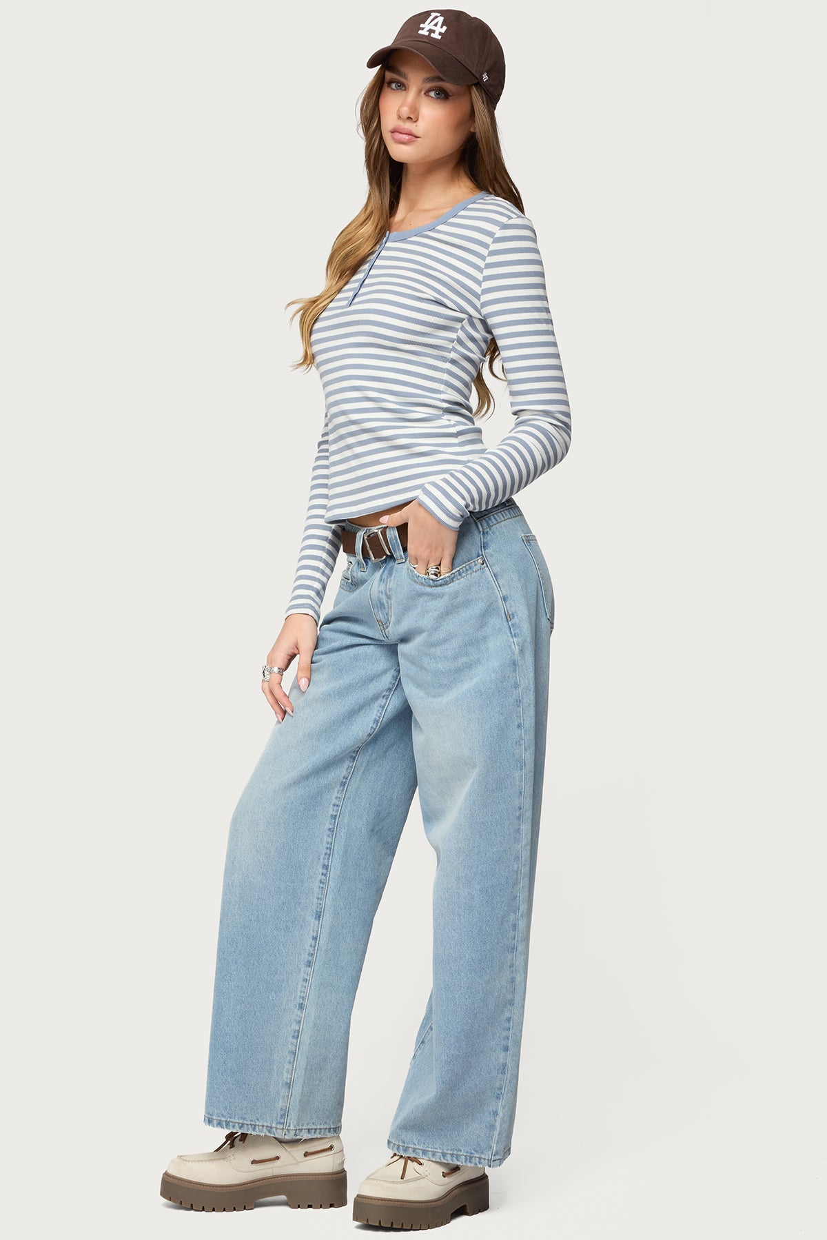 Roma Striped Henley Top-Milans Time