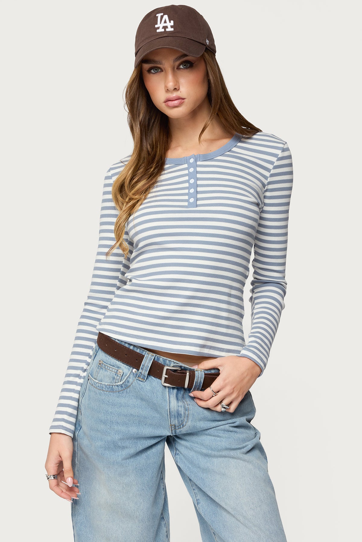 Roma Striped Henley Top-Milans Time