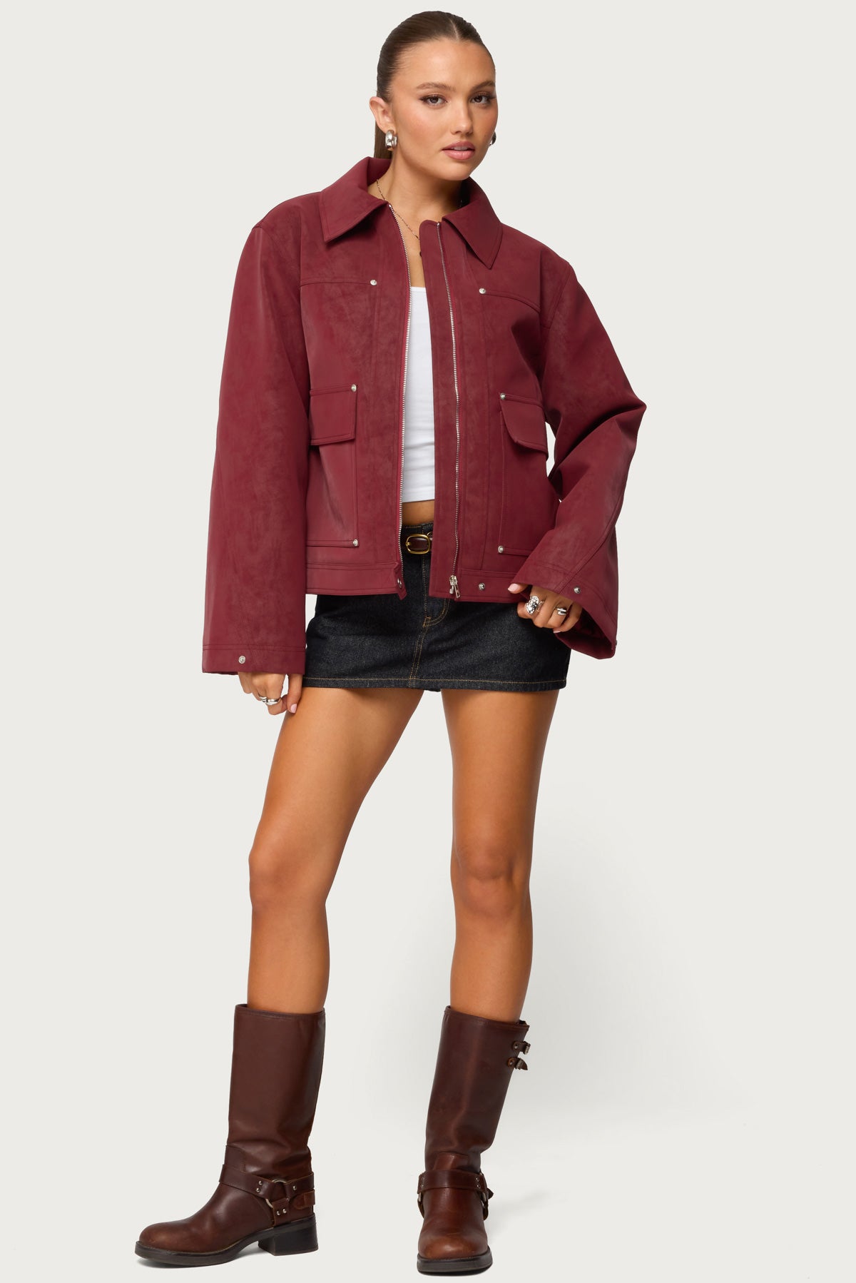 Annabelle Oversized Faux Suede Jacket-Milans Time