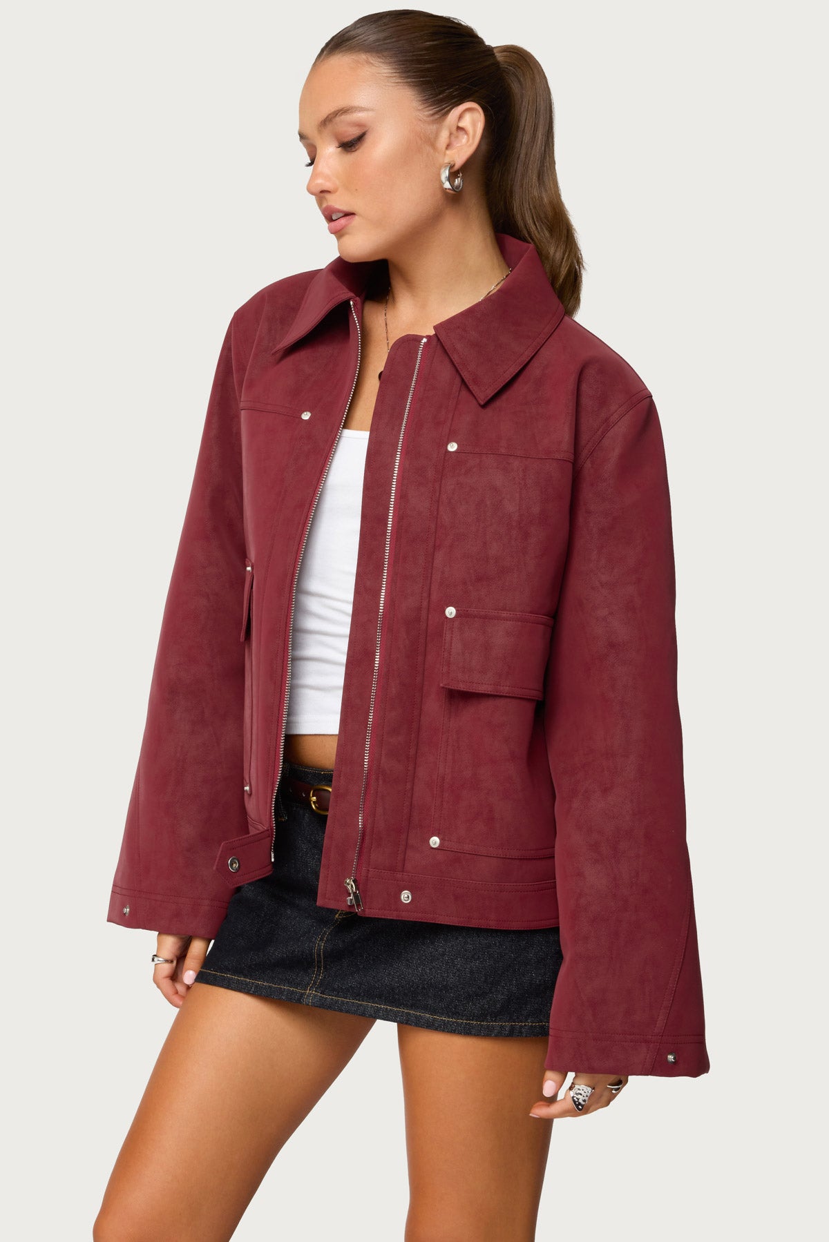Annabelle Oversized Faux Suede Jacket-Milans Time