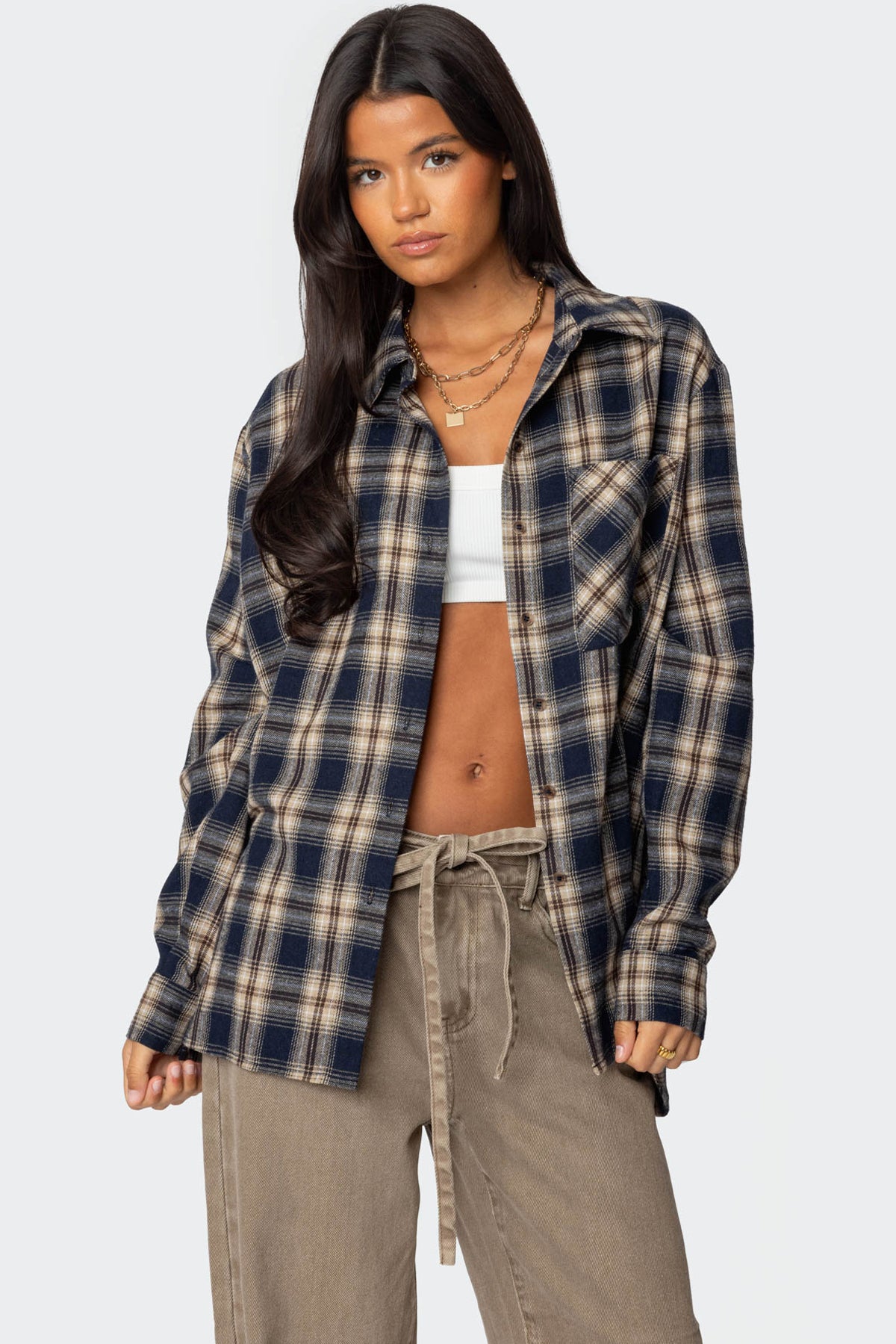 Plaid Flannel Button Up Shirt-Milans Time