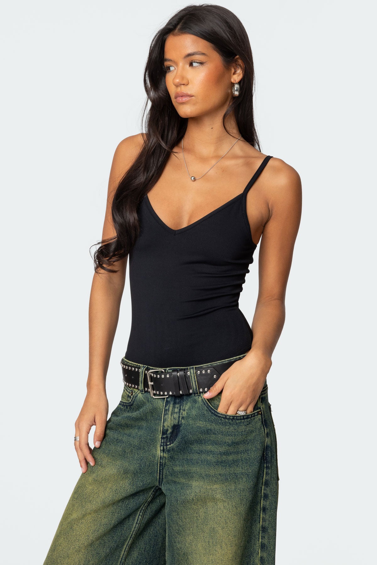 Teaghan V Neck Fitted Bodysuit-Milans Time