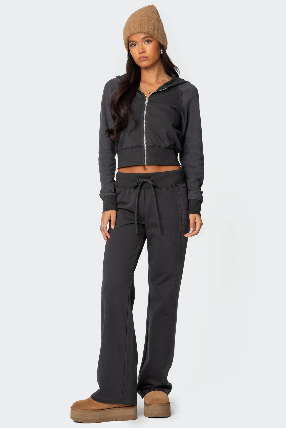 Chandler Waffle Zip Up Hoodie-Milans Time