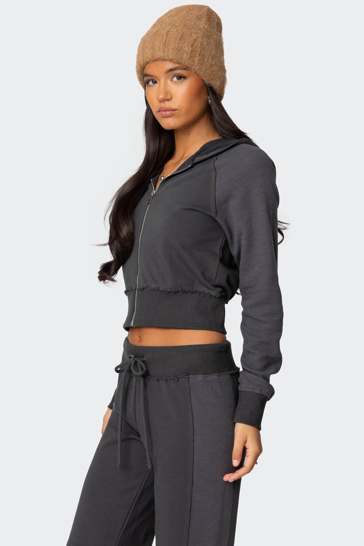 Chandler Waffle Zip Up Hoodie-Milans Time