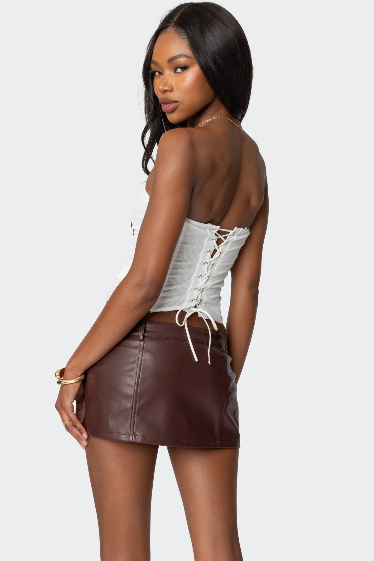 Wild Blossom Lace Up Mesh Corset-Milans Time