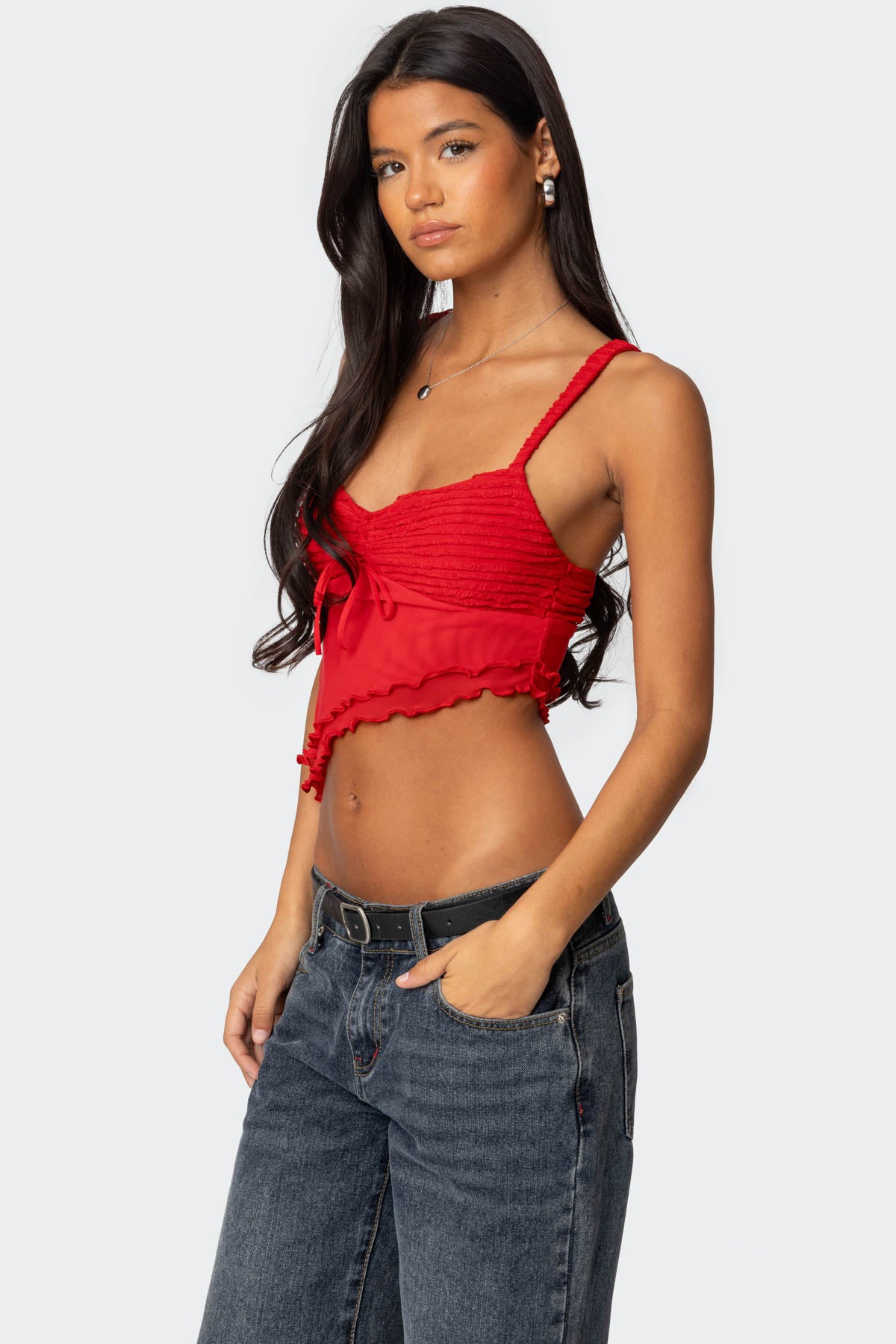 Ruffled Asymmetric Tank Top-Milans Time