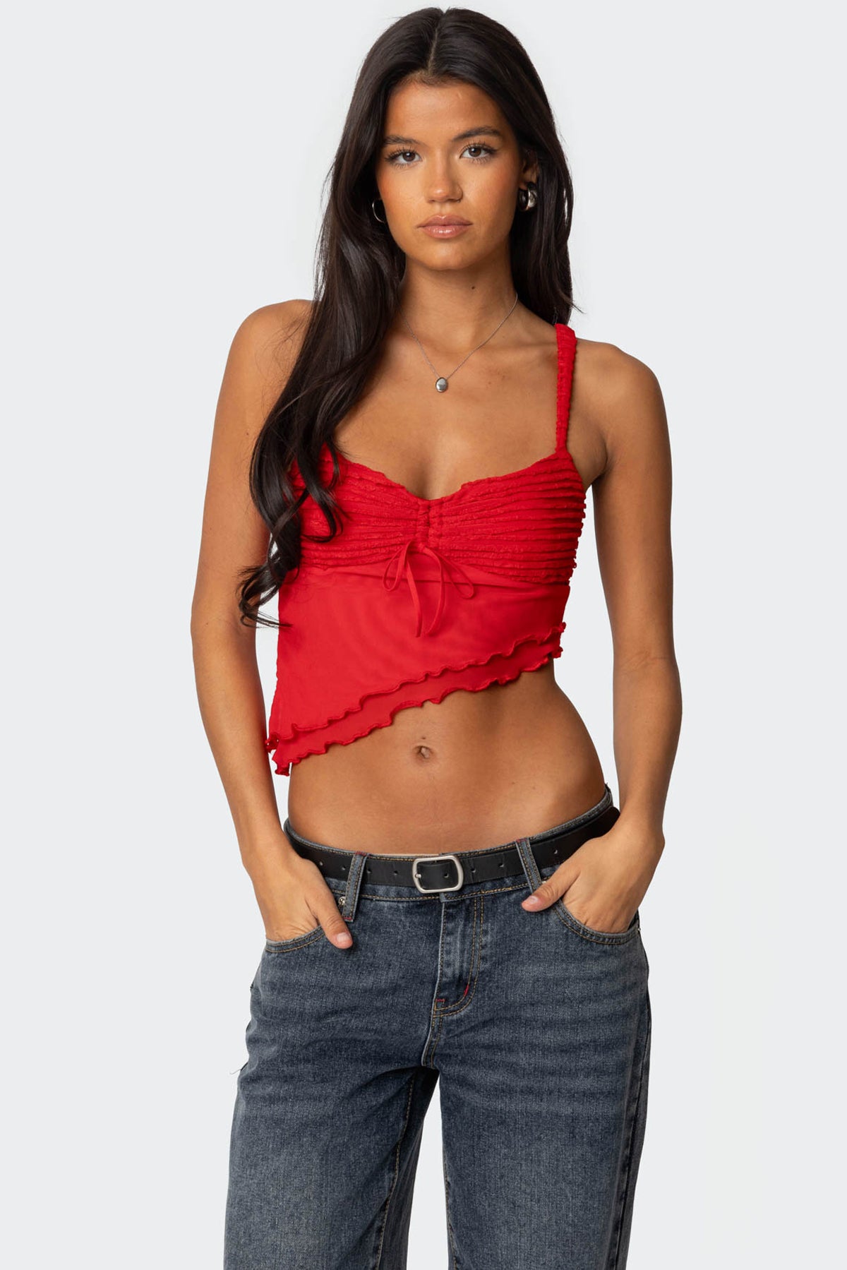 Ruffled Asymmetric Tank Top-Milans Time