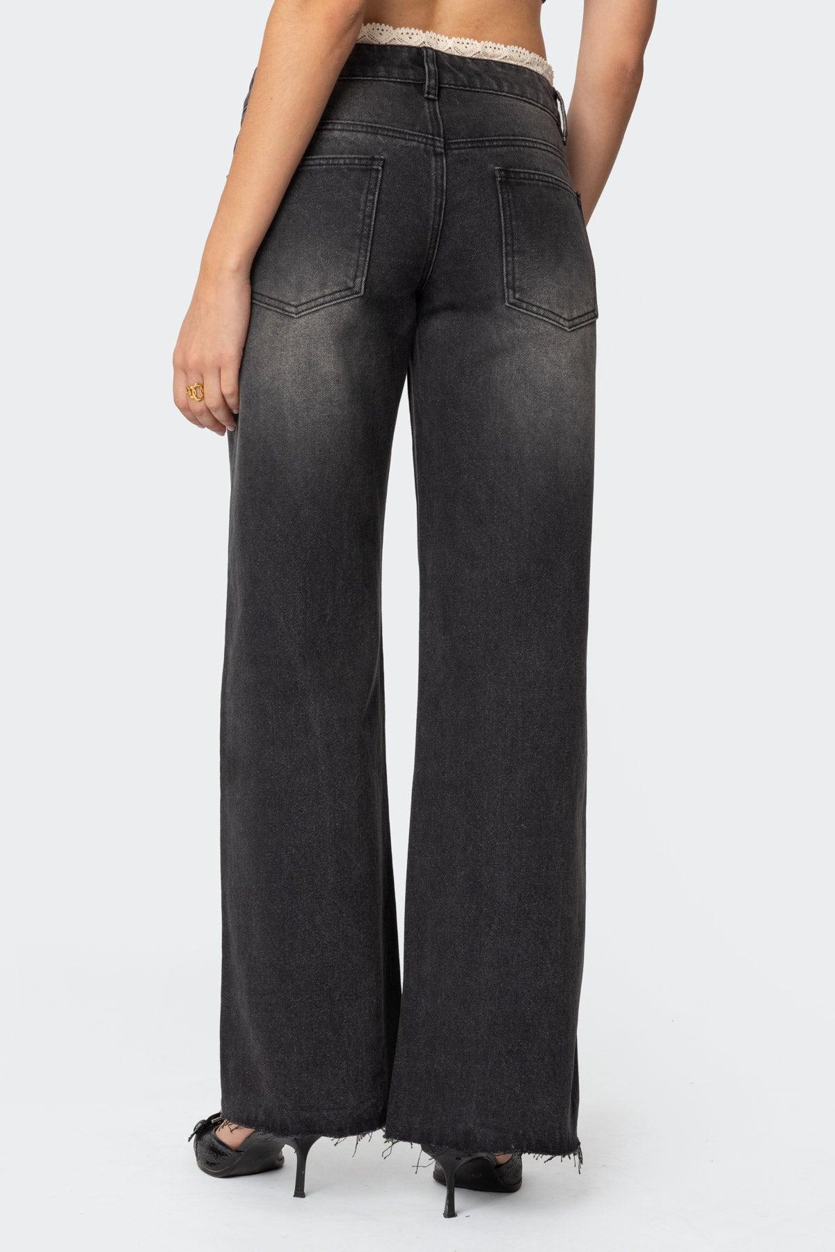 Karlie Peekaboo Lace Low Rise Baggy Jeans-Milans Time