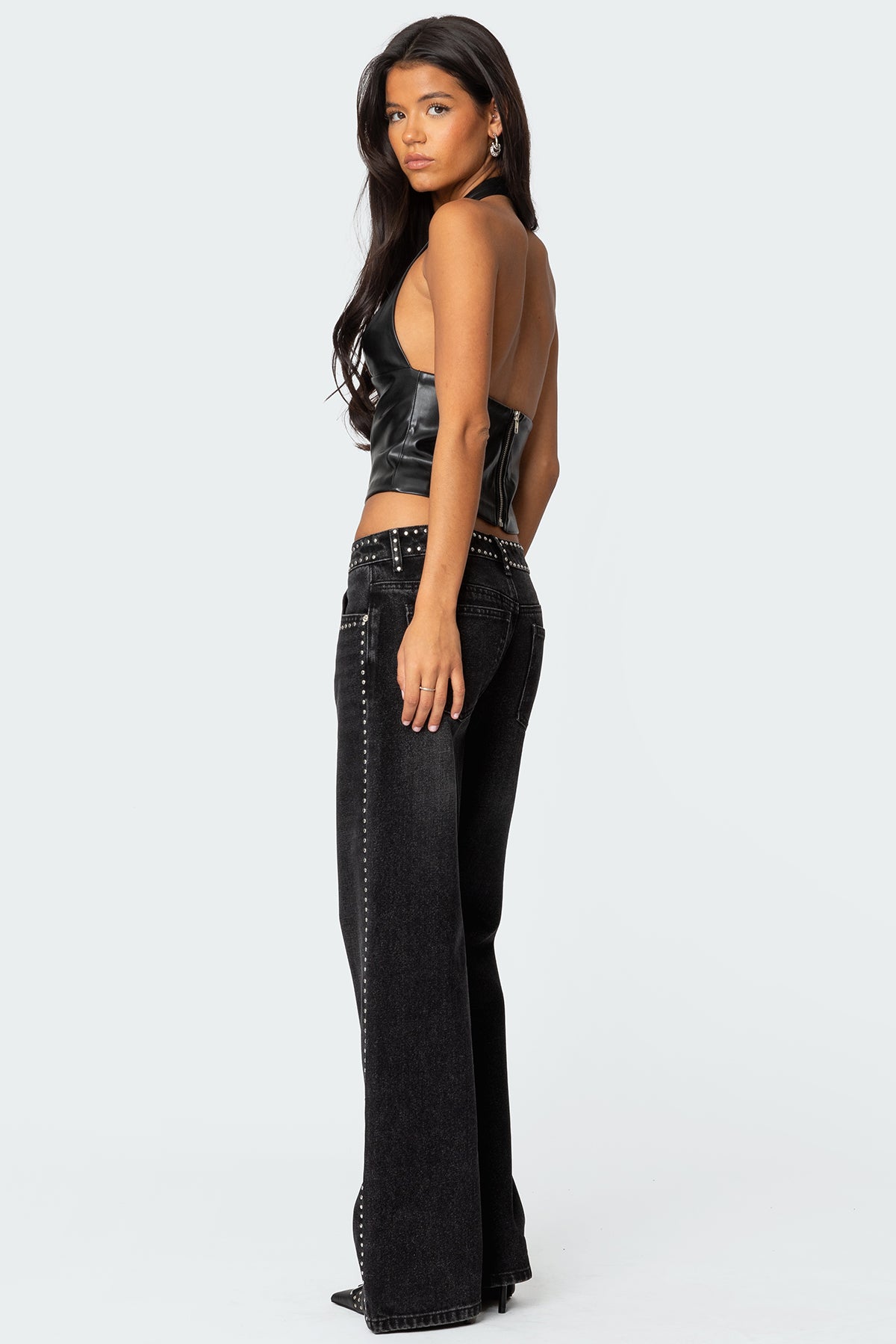 Tana Faux Leather Halter Top-Milans Time