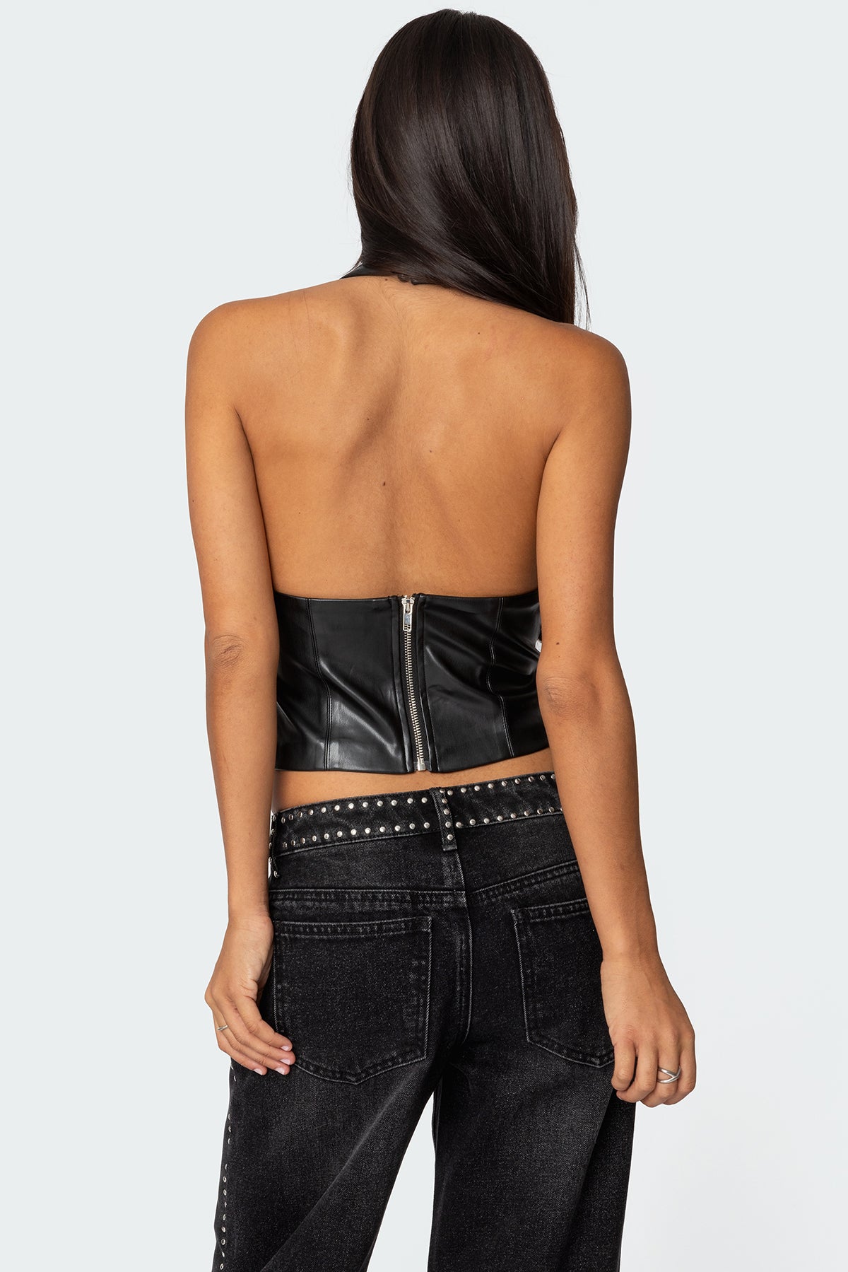 Tana Faux Leather Halter Top-Milans Time
