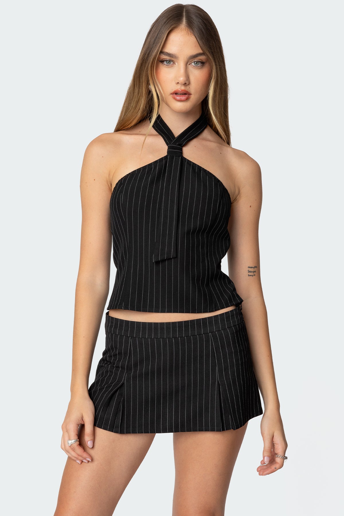 Karine Pinstripe Halter Top-Milans Time