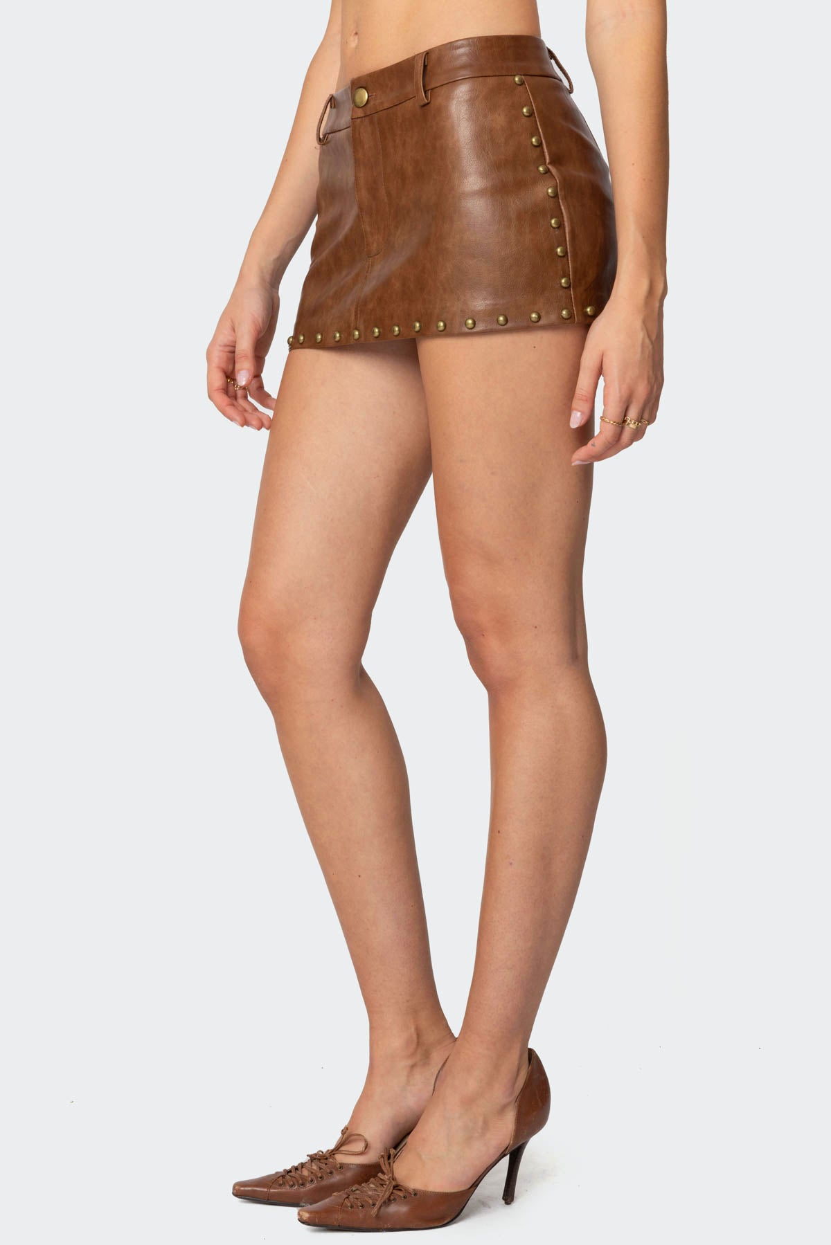 Studded Faux Leather Mini Skort-Milans Time