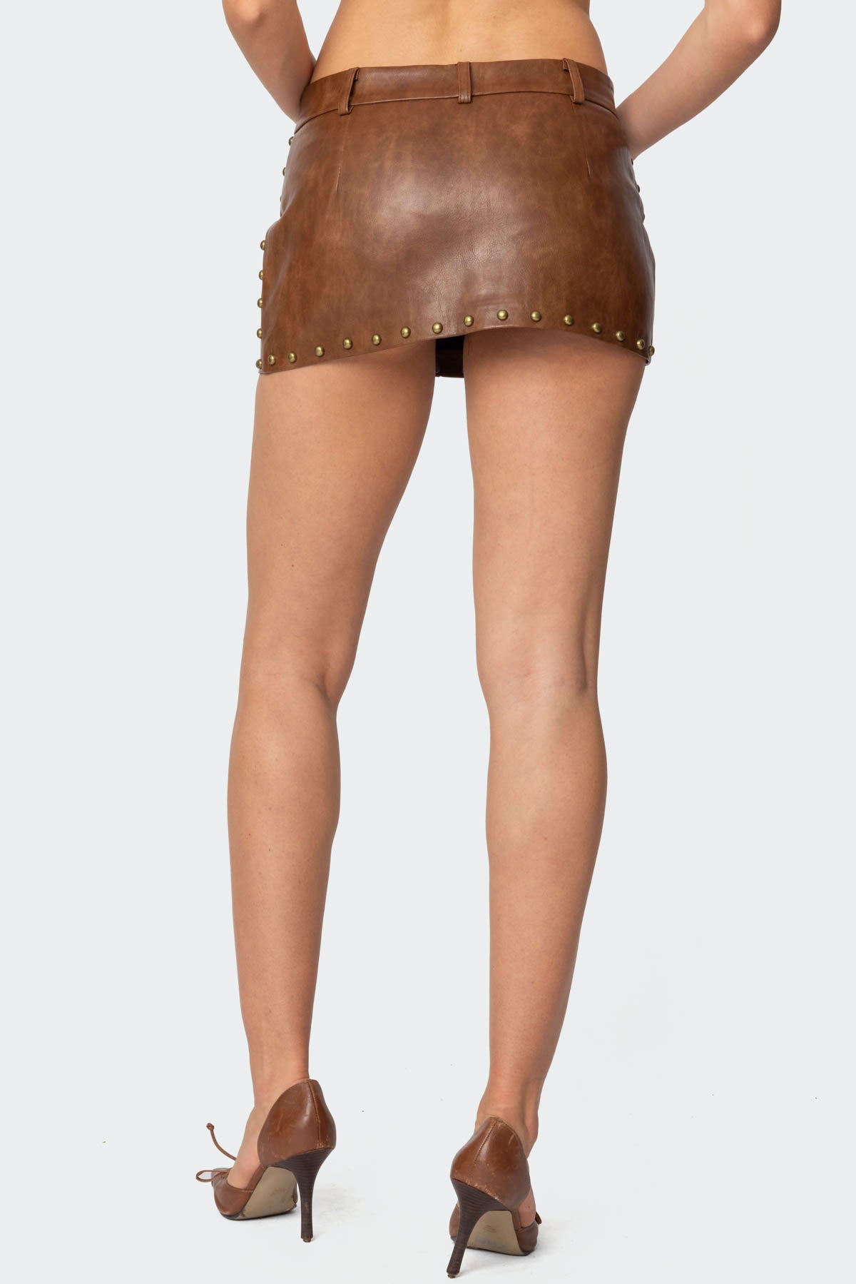 Studded Faux Leather Mini Skort-Milans Time