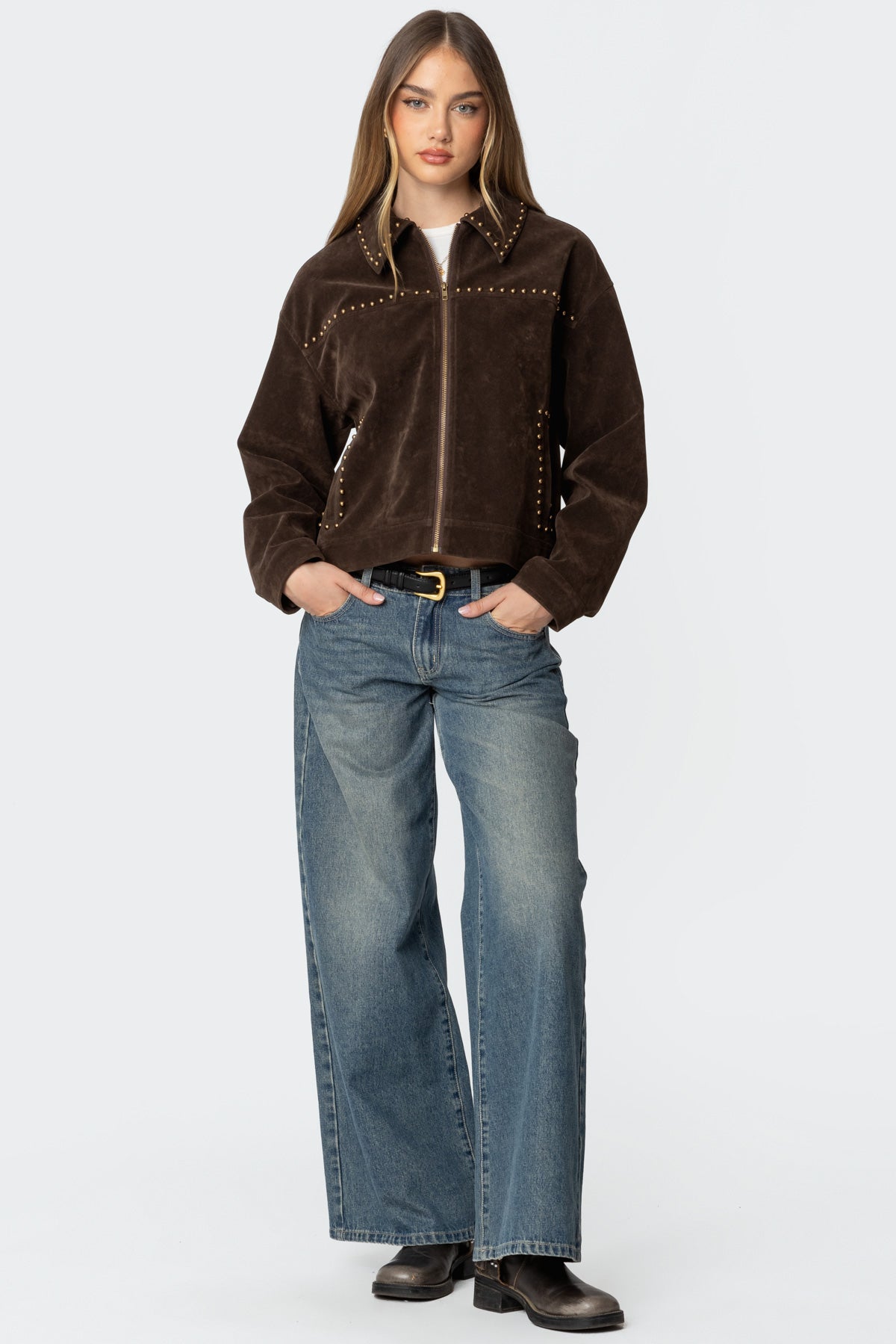 Memphis Studded Faux Suede Jacket-Milans Time