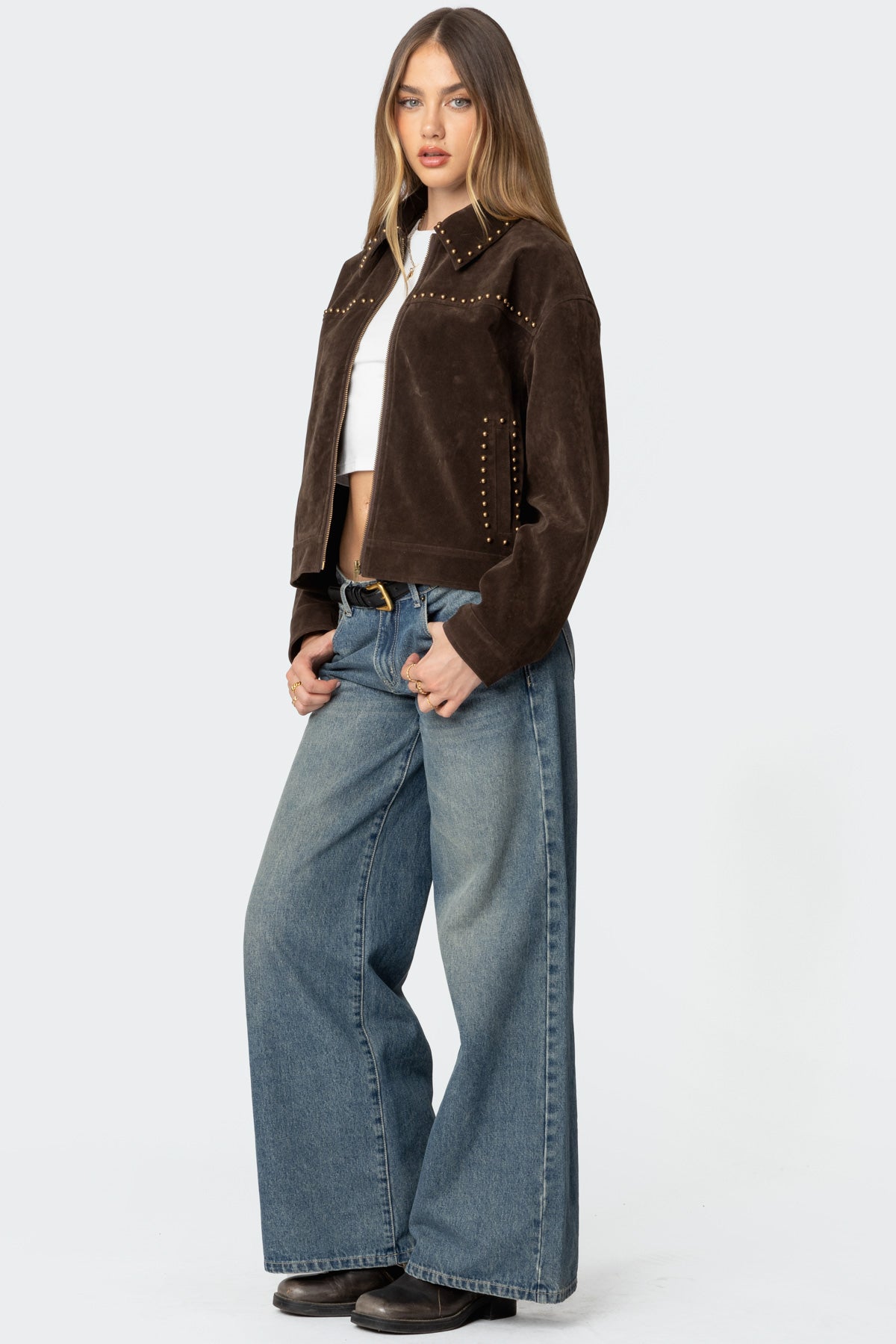 Memphis Studded Faux Suede Jacket-Milans Time