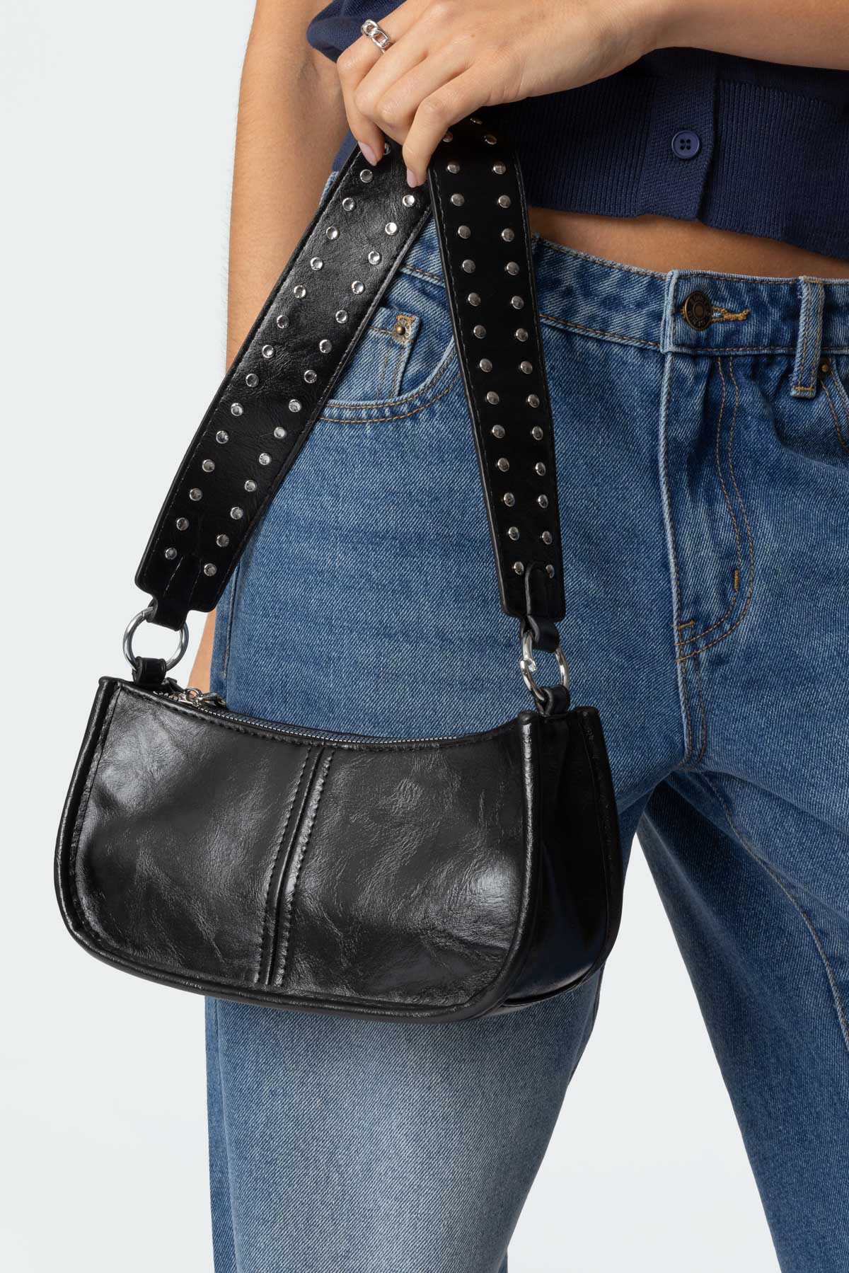 Studded Strap Faux Leather Bag-Milans Time
