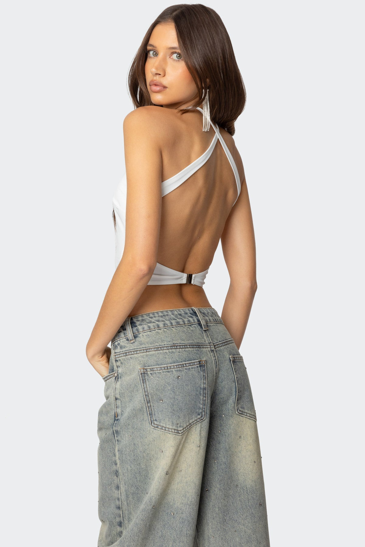 Caity Backless High Neck Top-Milans Time
