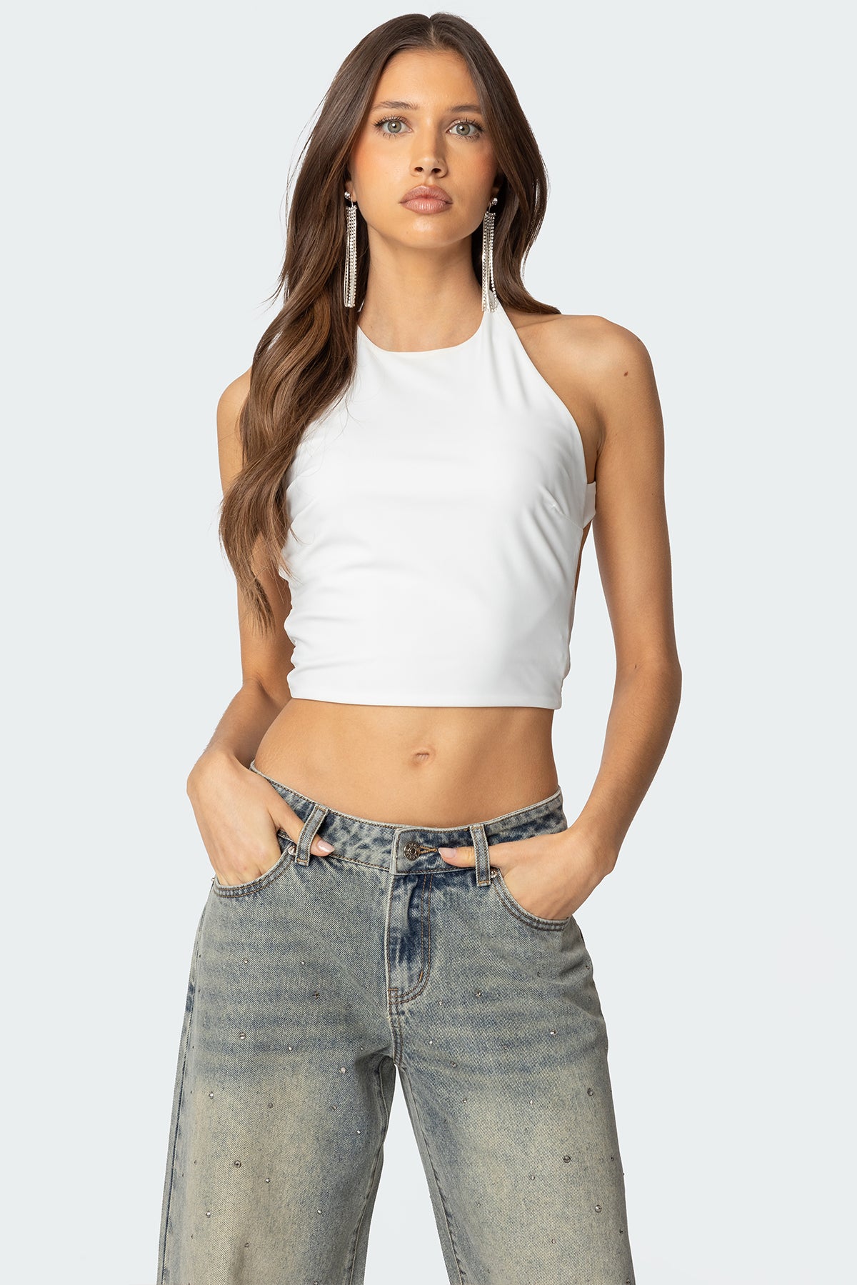 Caity Backless High Neck Top-Milans Time