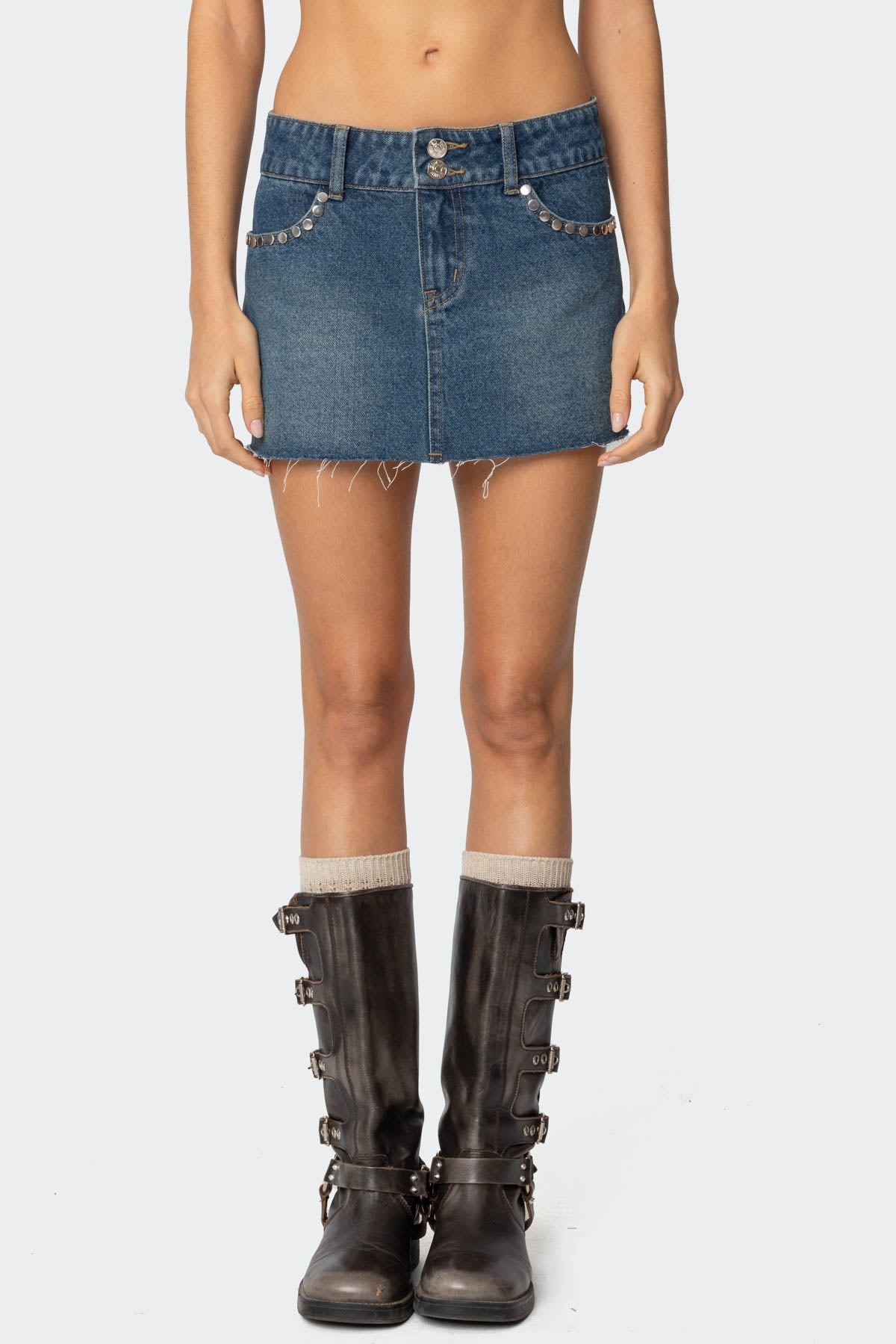 Tess Studded Denim Mini Skirt-Milans Time