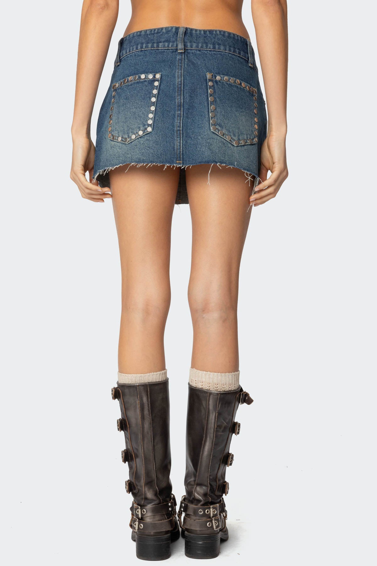 Tess Studded Denim Mini Skirt-Milans Time