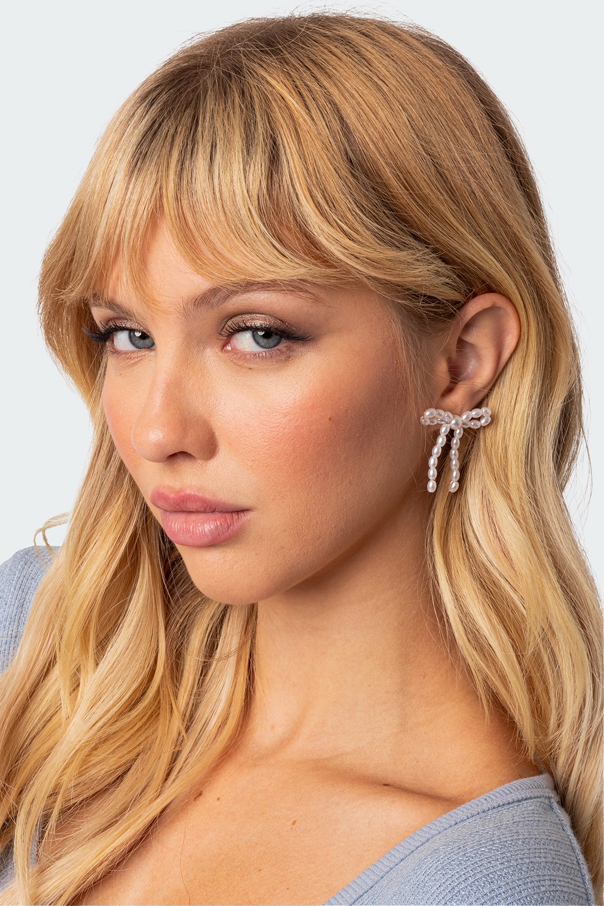 Pearl Bow Stud Earrings-Milans Time