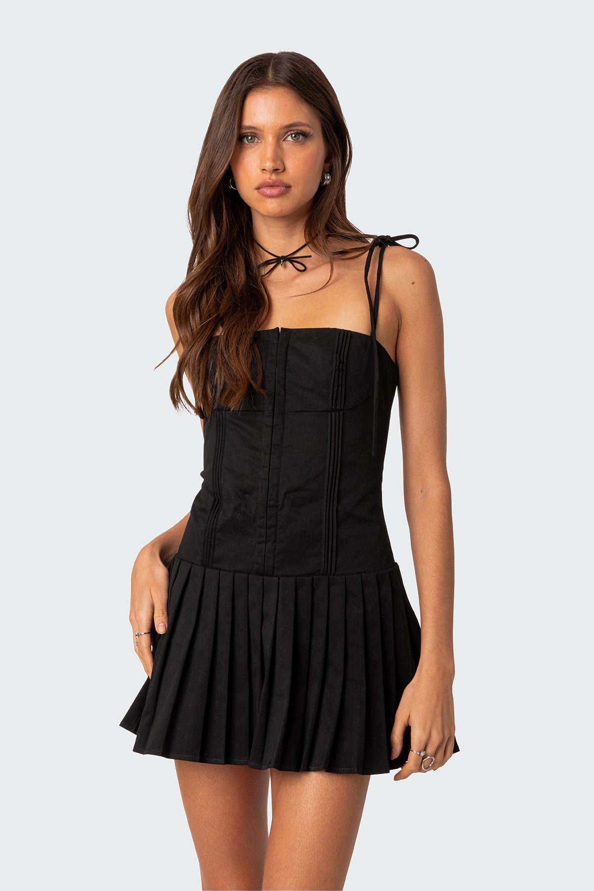 Perri Pleated Corset Mini Dress-Milans Time