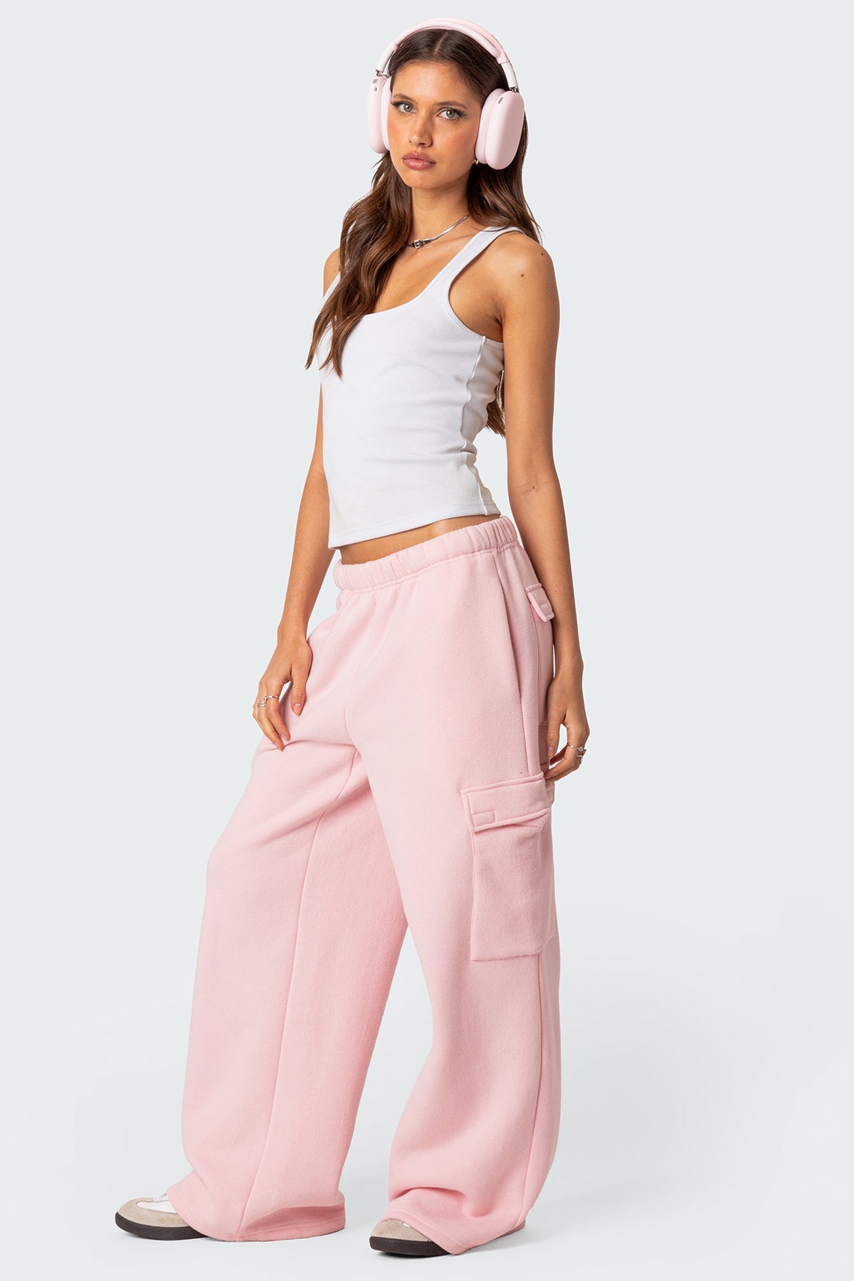 Wide Leg Cargo Sweatpants-Milans Time