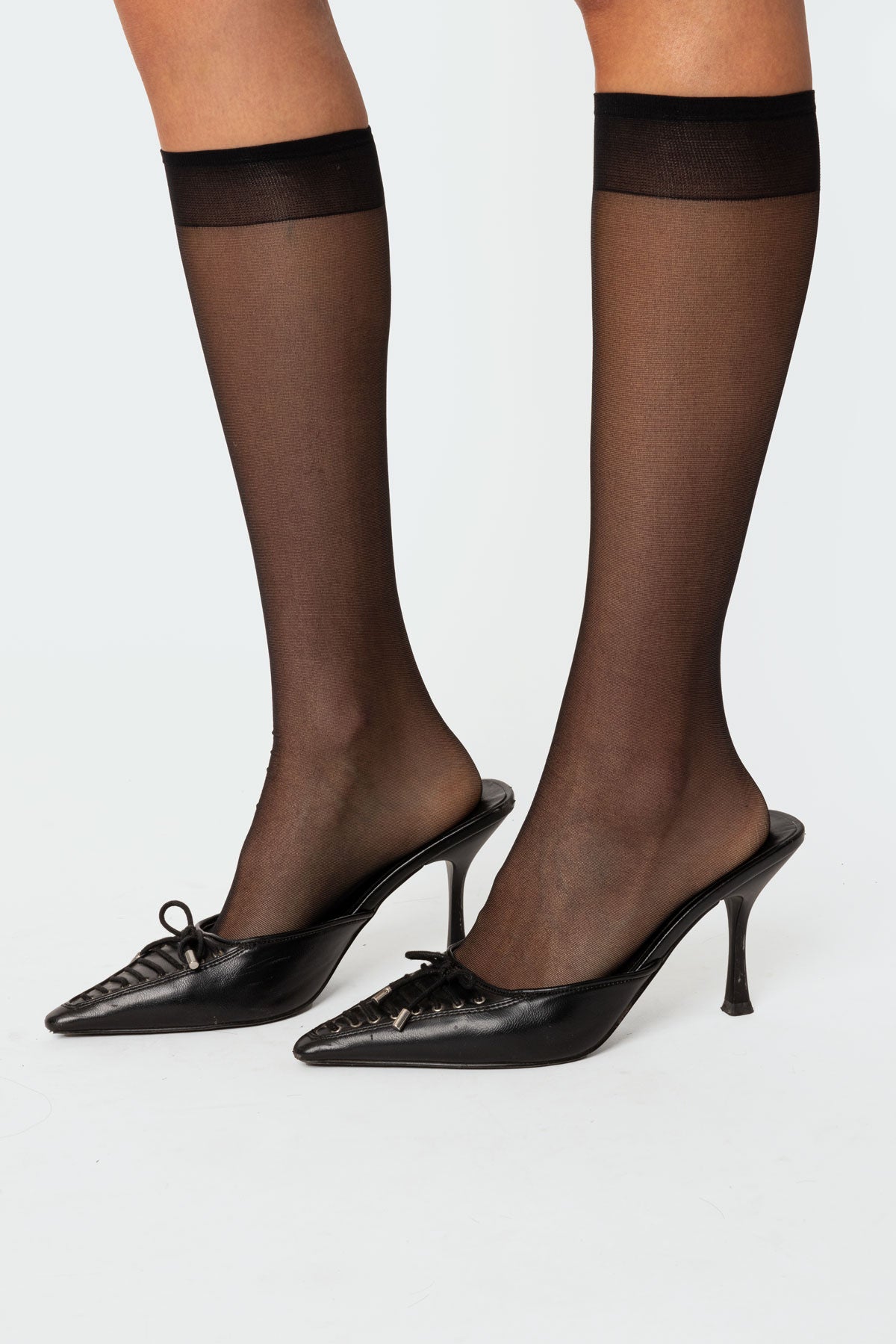 Sheer Mesh Knee High Socks-Milans Time