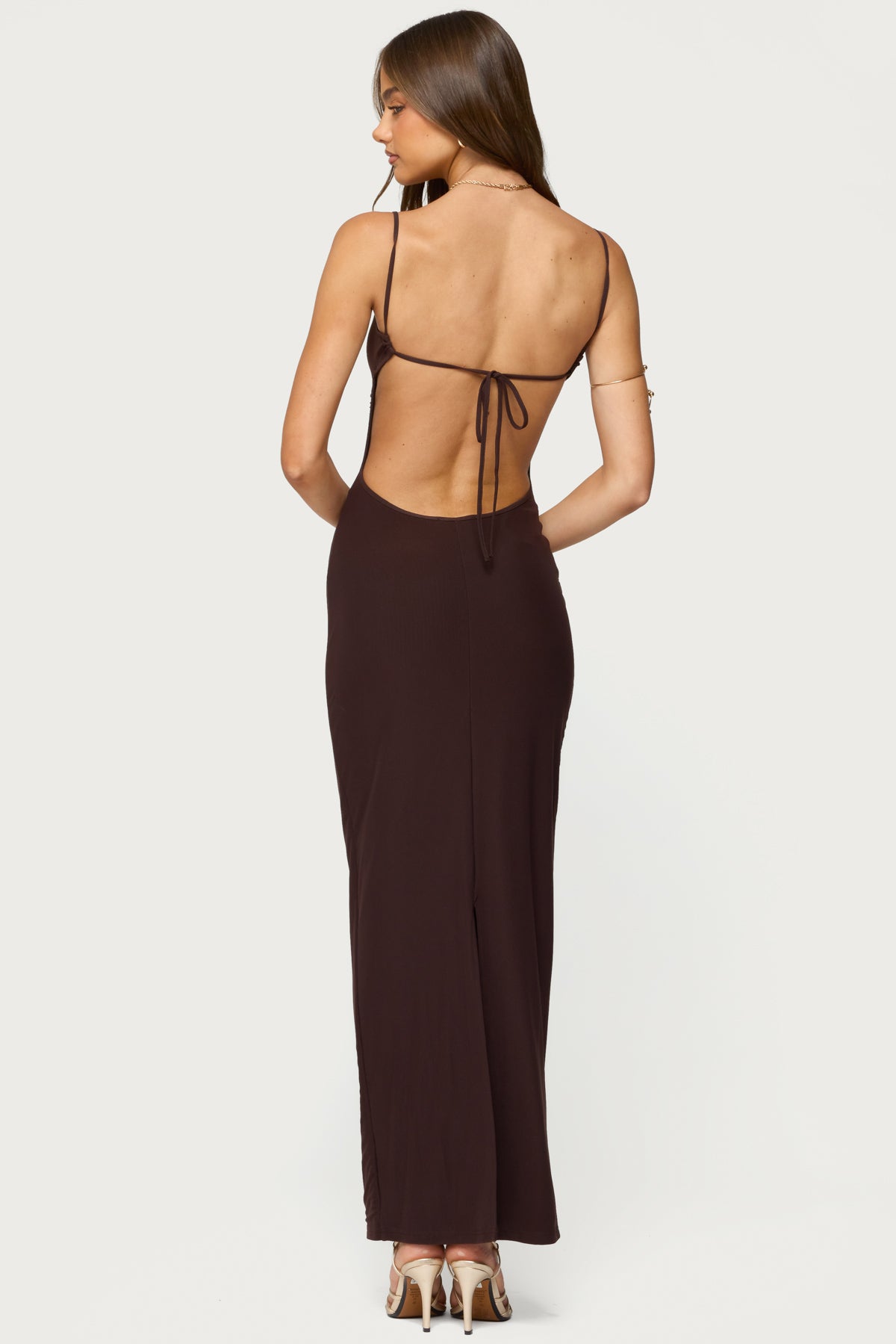 Shanna Backless Mesh Maxi Dress-Milans Time