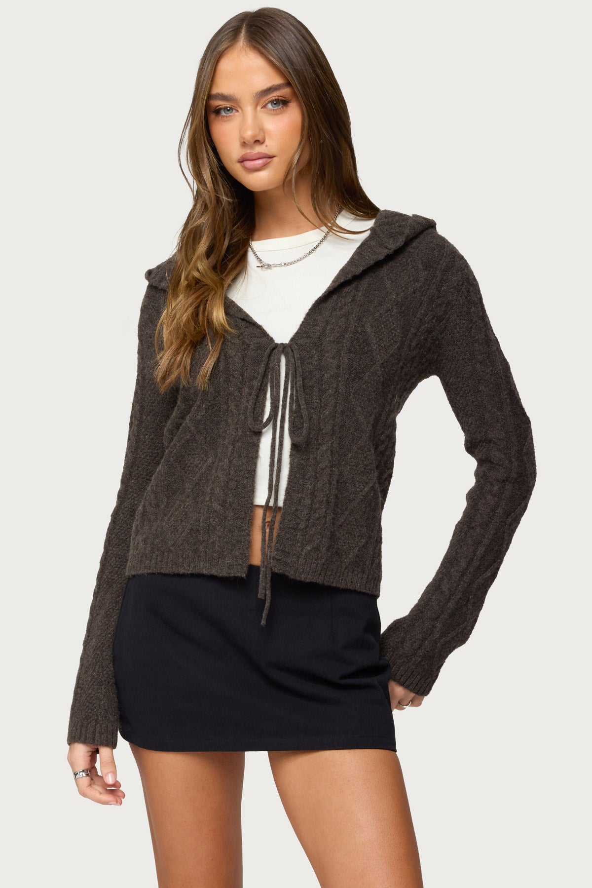 Jayla Hooded Cable Knit Cardigan-Milans Time