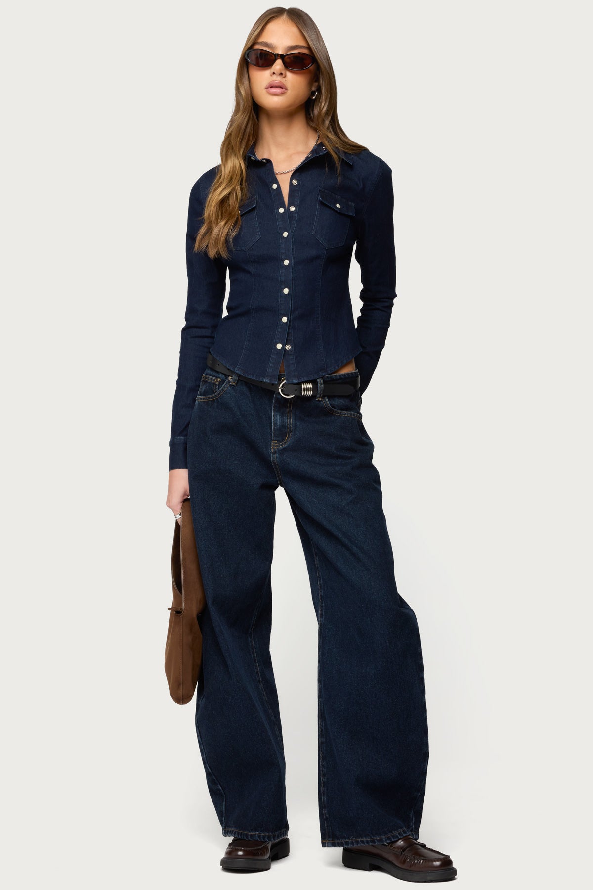 Shylo Stretchy Denim Button Up Shirt-Milans Time