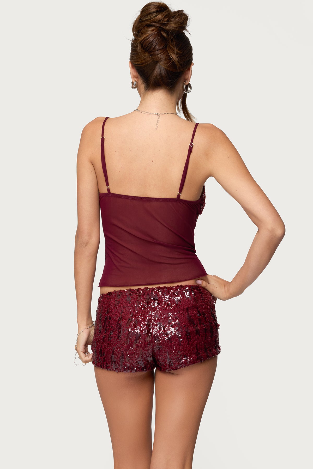 Azelia Beaded Sheer Mesh Top-Milans Time