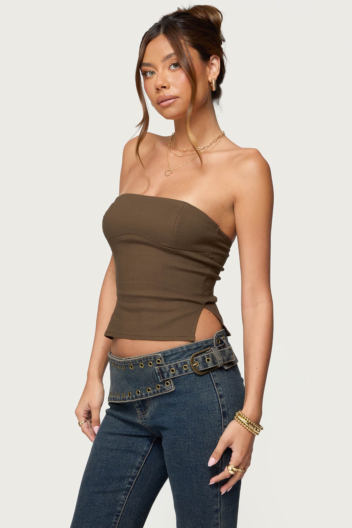 Sade Strapless Side Slit Top-Milans Time