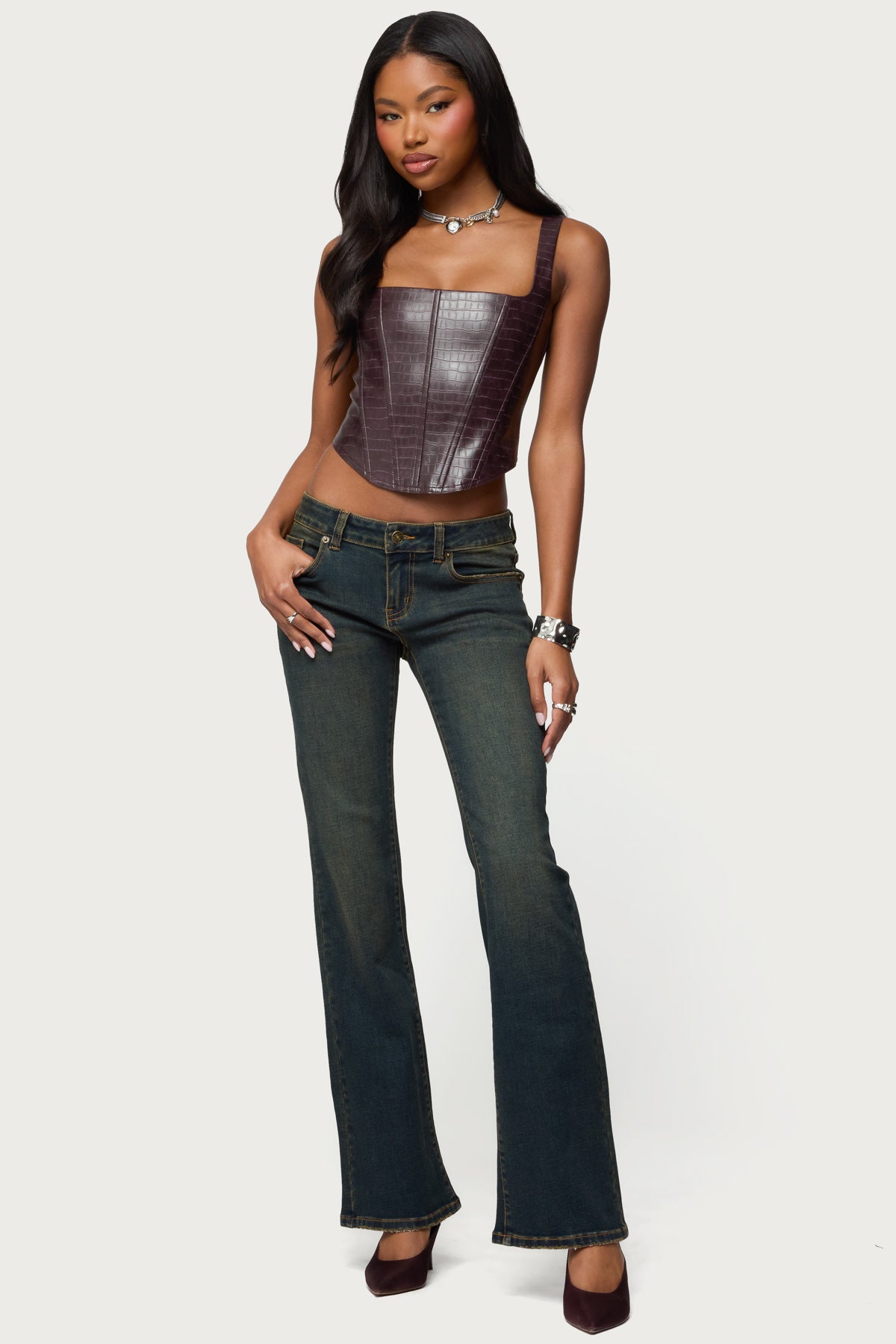Shana Faux Croc Corset-Milans Time