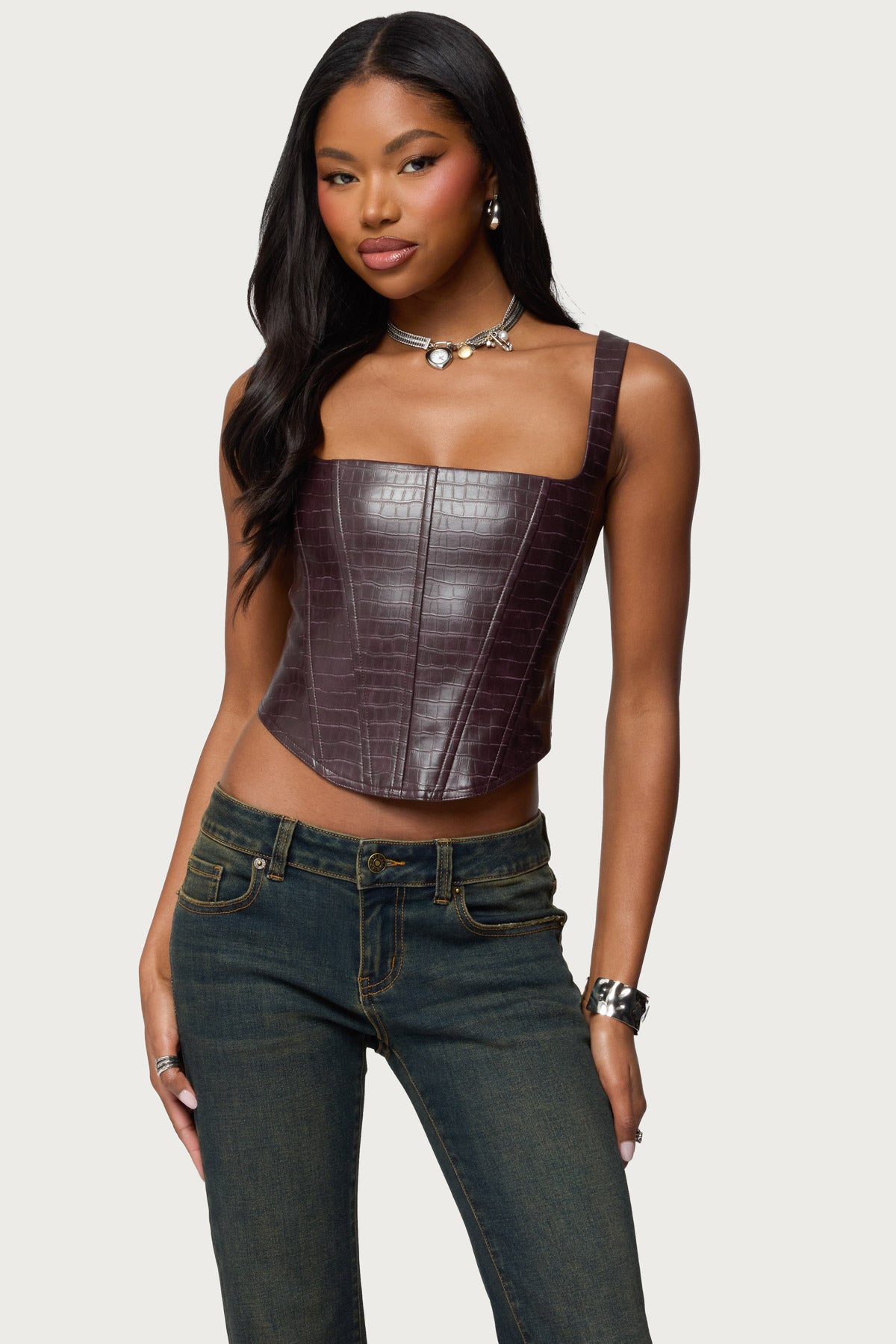 Shana Faux Croc Corset-Milans Time