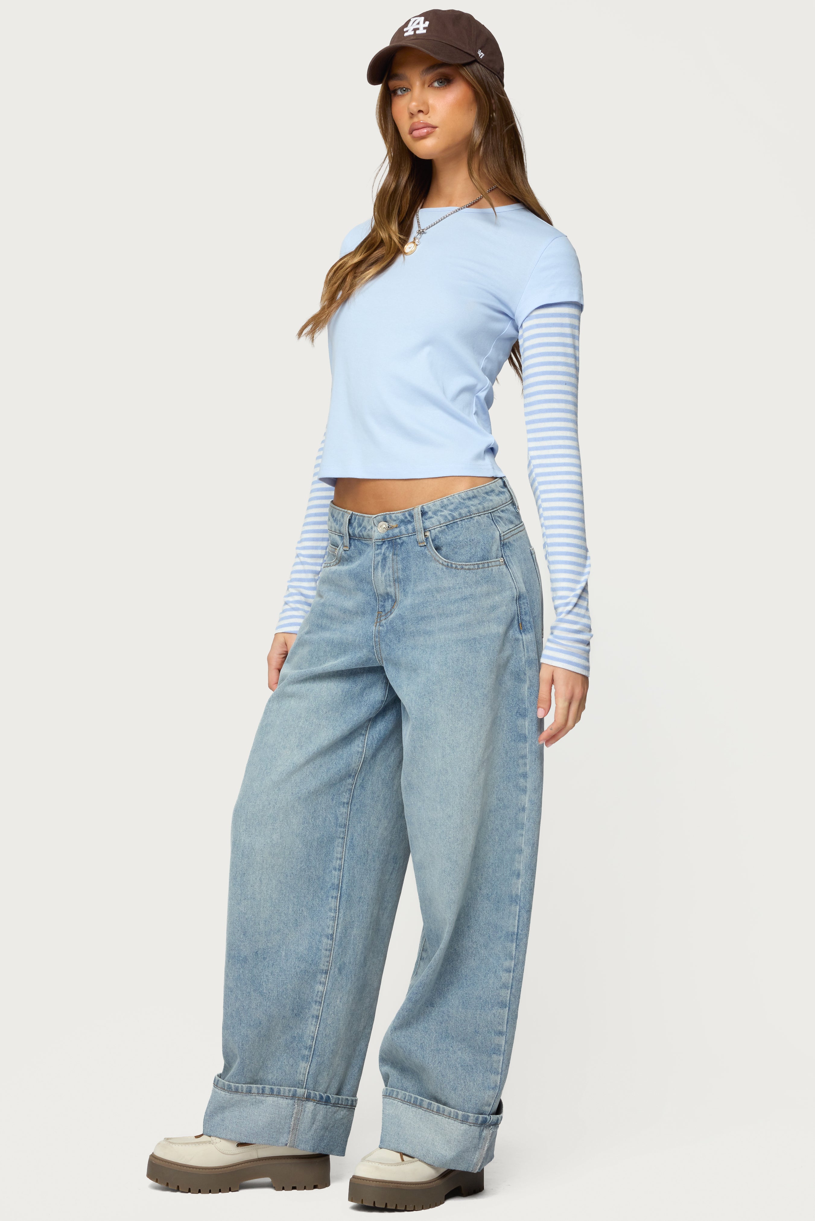 Stripey Layered Long Sleeve T Shirt-Milans Time