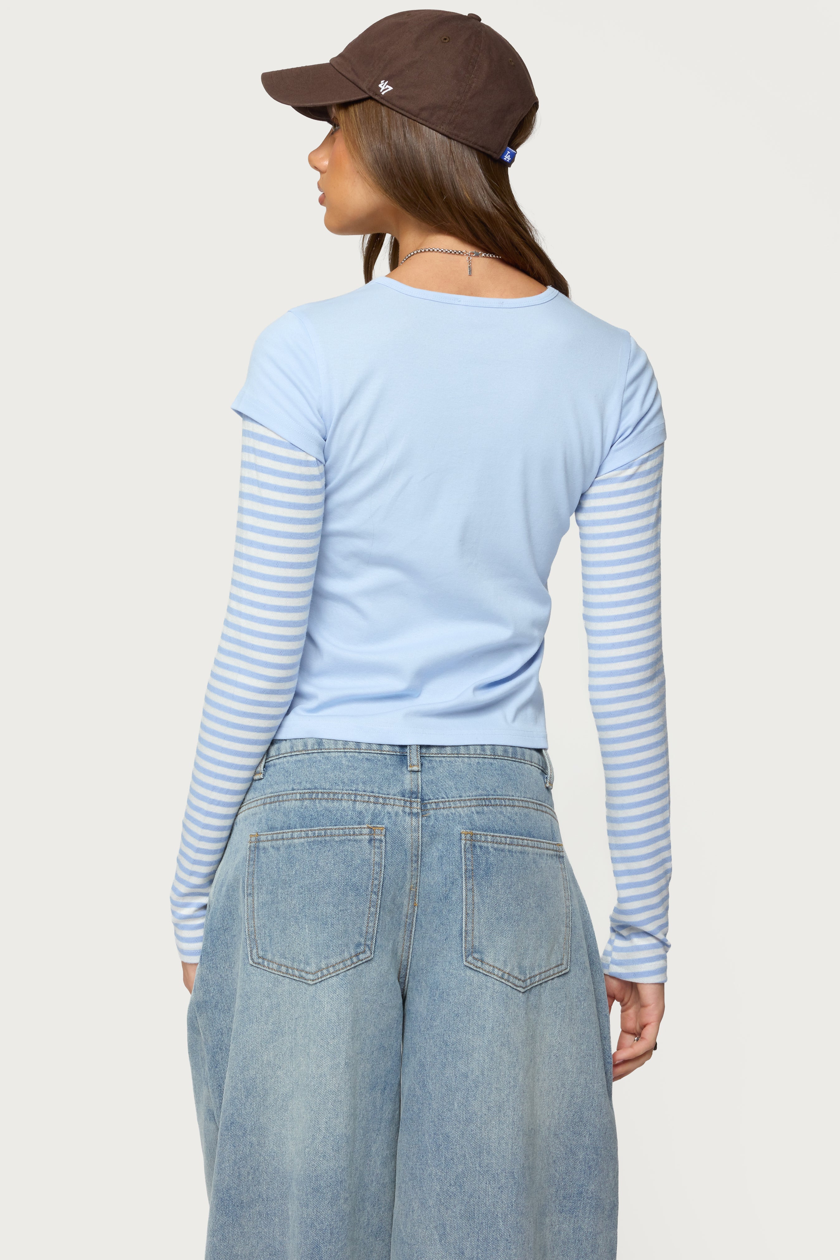 Stripey Layered Long Sleeve T Shirt-Milans Time