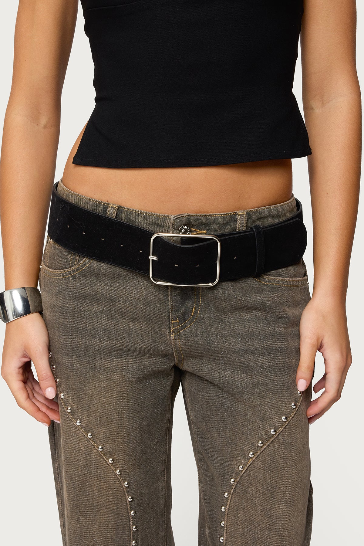 Chunky Faux Suede Belt-Milans Time