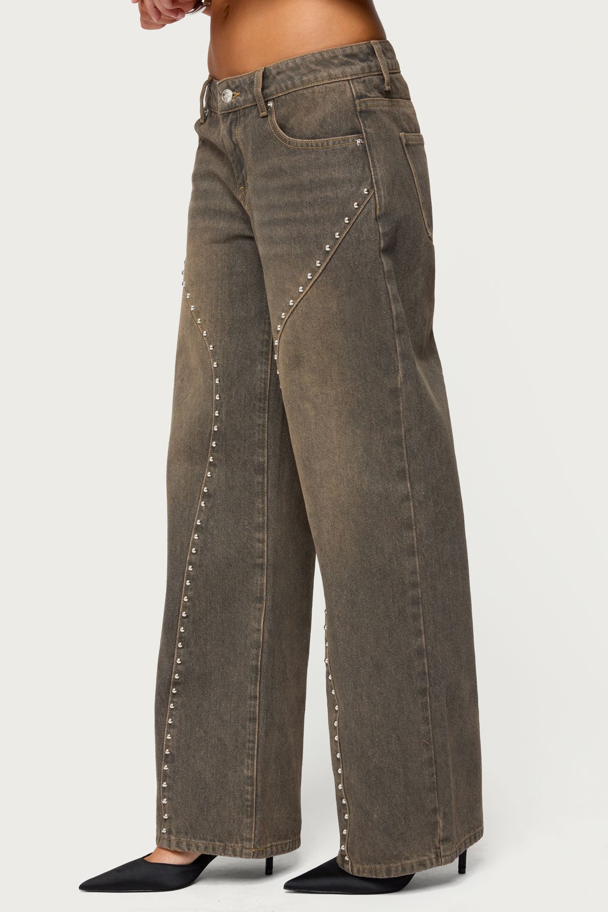 Charliza Stud Low Rise Baggy Jeans-Milans Time