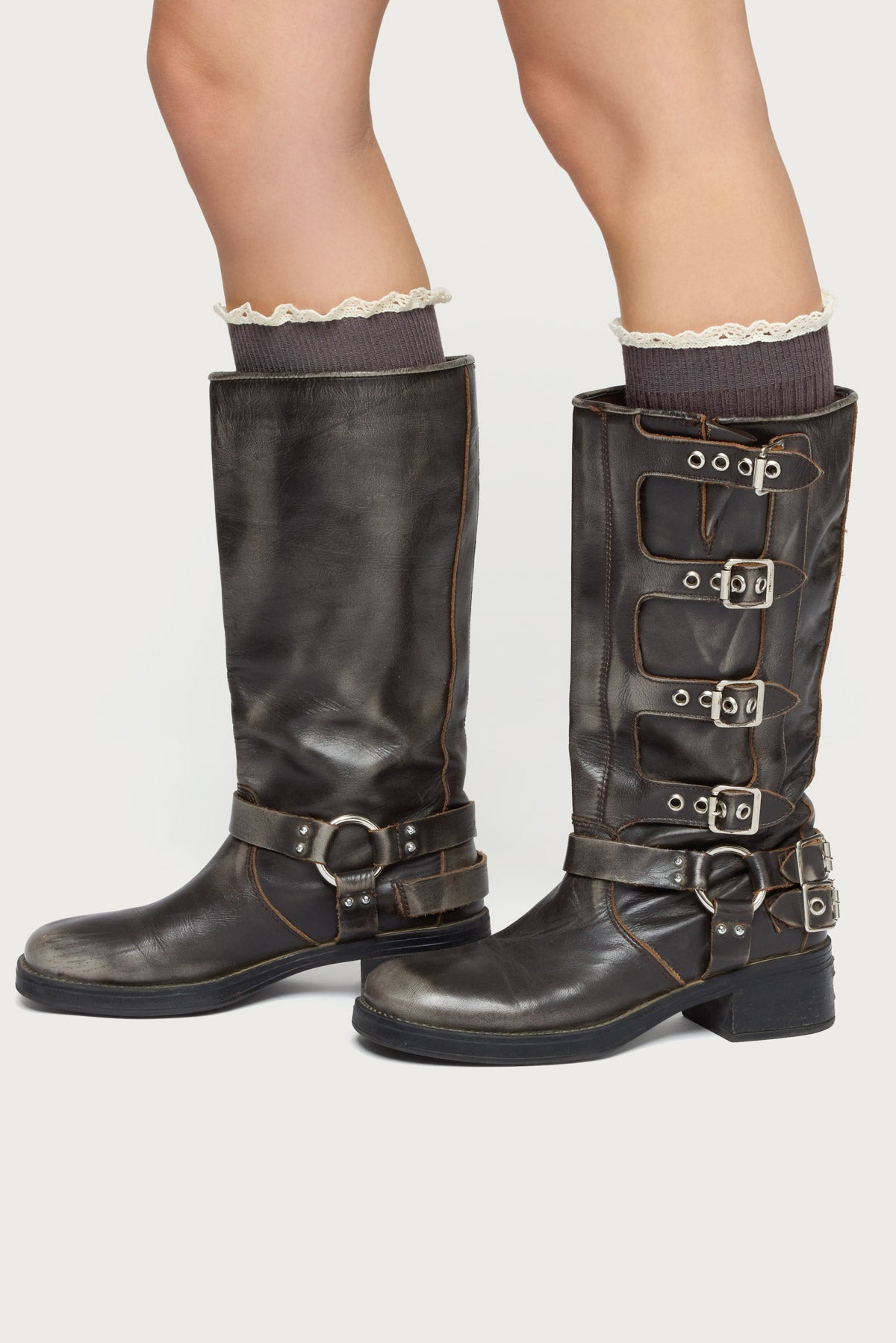 Lacey Ruffle Knee High Socks-Milans Time